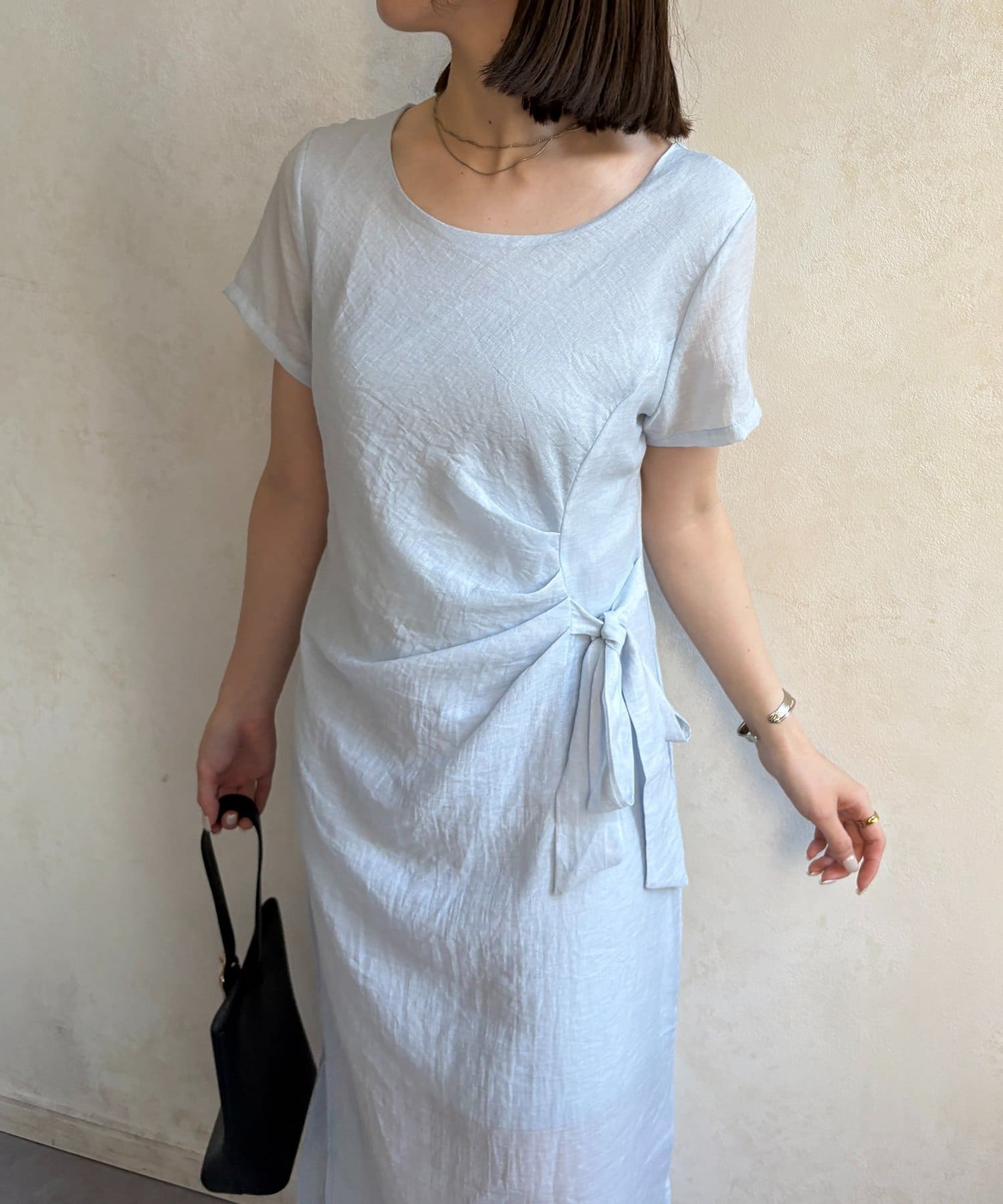 Thevon.(ゼヴォン) サイドリボンフレンチギャザーワンピース