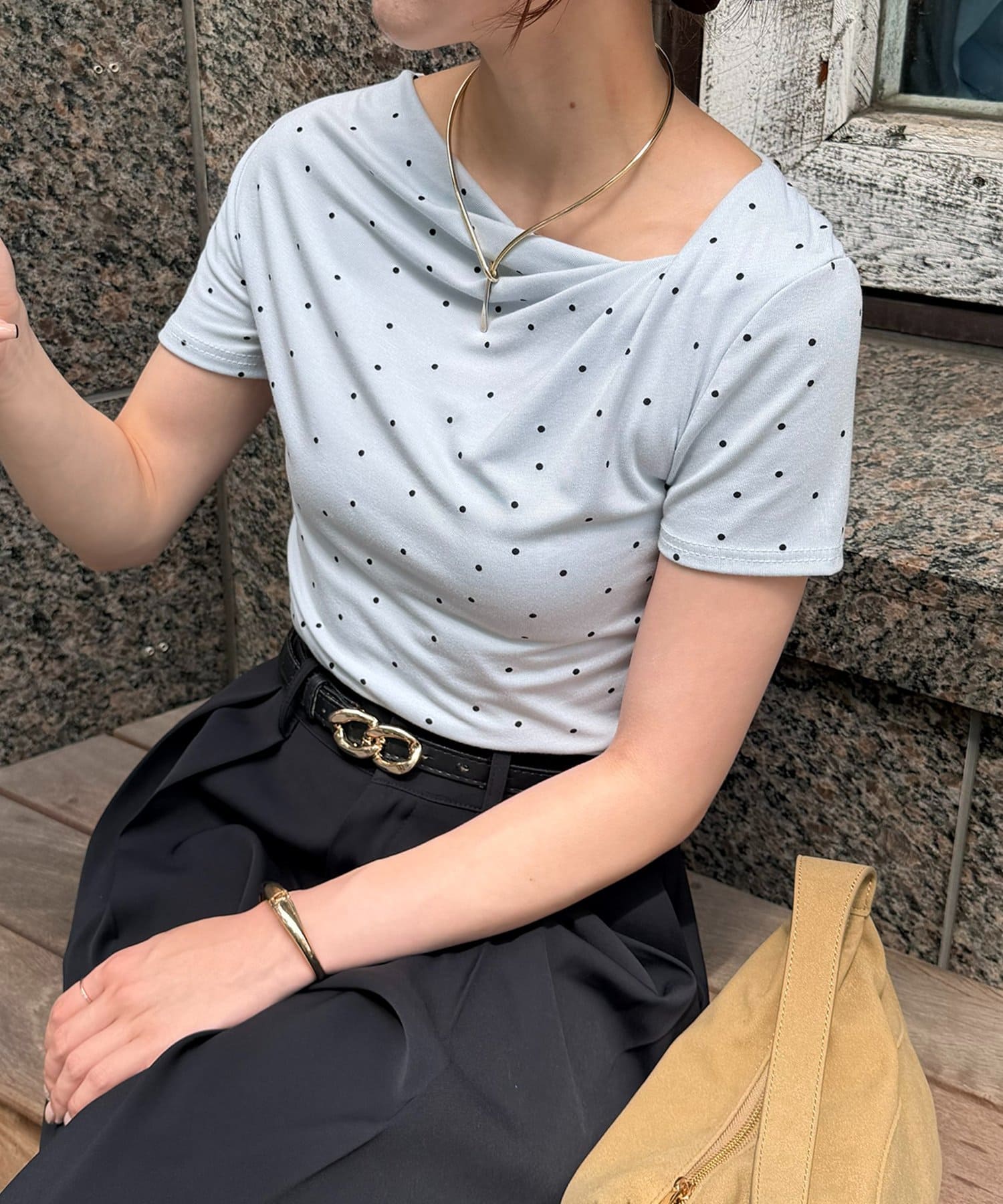 Thevon.(ゼヴォン) 【新色登場！】ドットドレープTシャツ