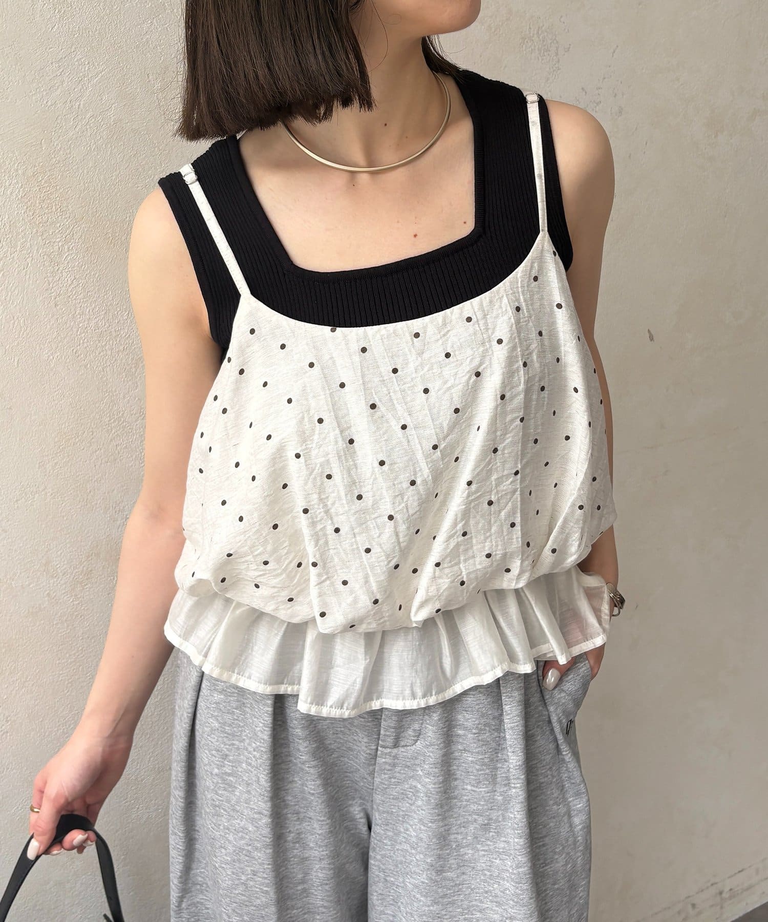 Thevon.(ゼヴォン) 裾シフォンバルーンキャミ