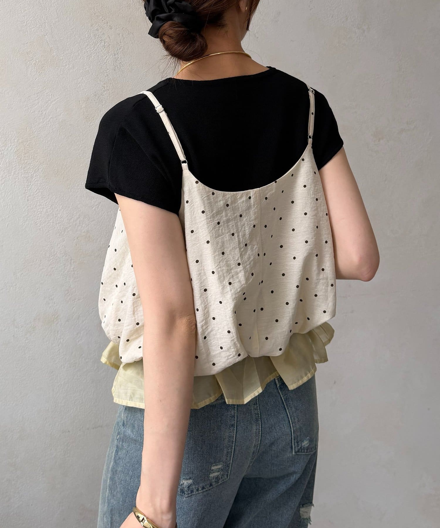 Thevon.(ゼヴォン) 裾シフォンバルーンキャミ