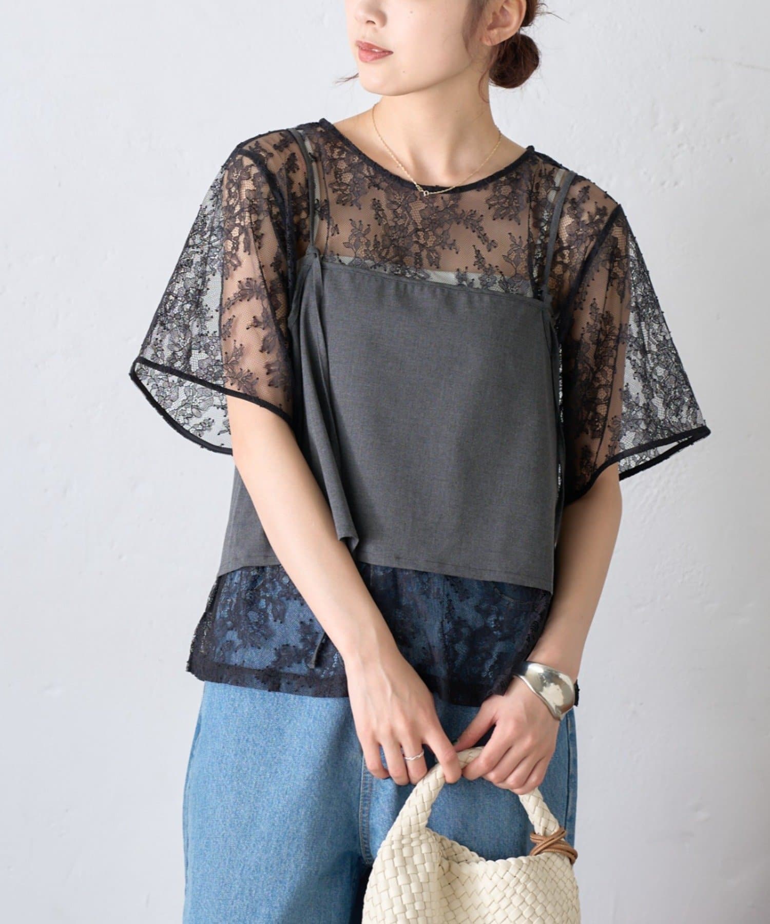 CIAOPANIC TYPY(チャオパニックティピー) ビスチェ付きレースブラウスTee