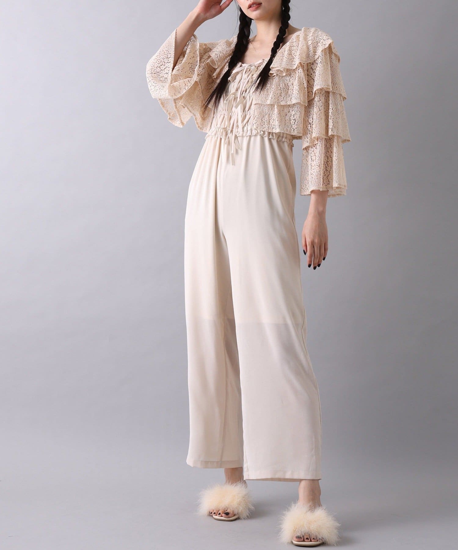NICE CLAUP / OLIVE des OLIVE OUTLET(ナイスクラップ  / オリーブ デ オリーブ アウトレット) 【Seemi.】リボンサロペット