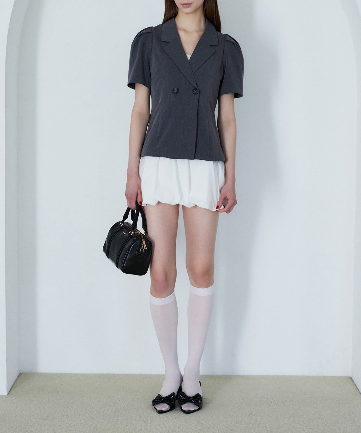 NICE CLAUP / OLIVE des OLIVE OUTLET(ナイスクラップ  / オリーブ デ オリーブ アウトレット) 【Seemi. 】裾バルーンジャケットワンピ