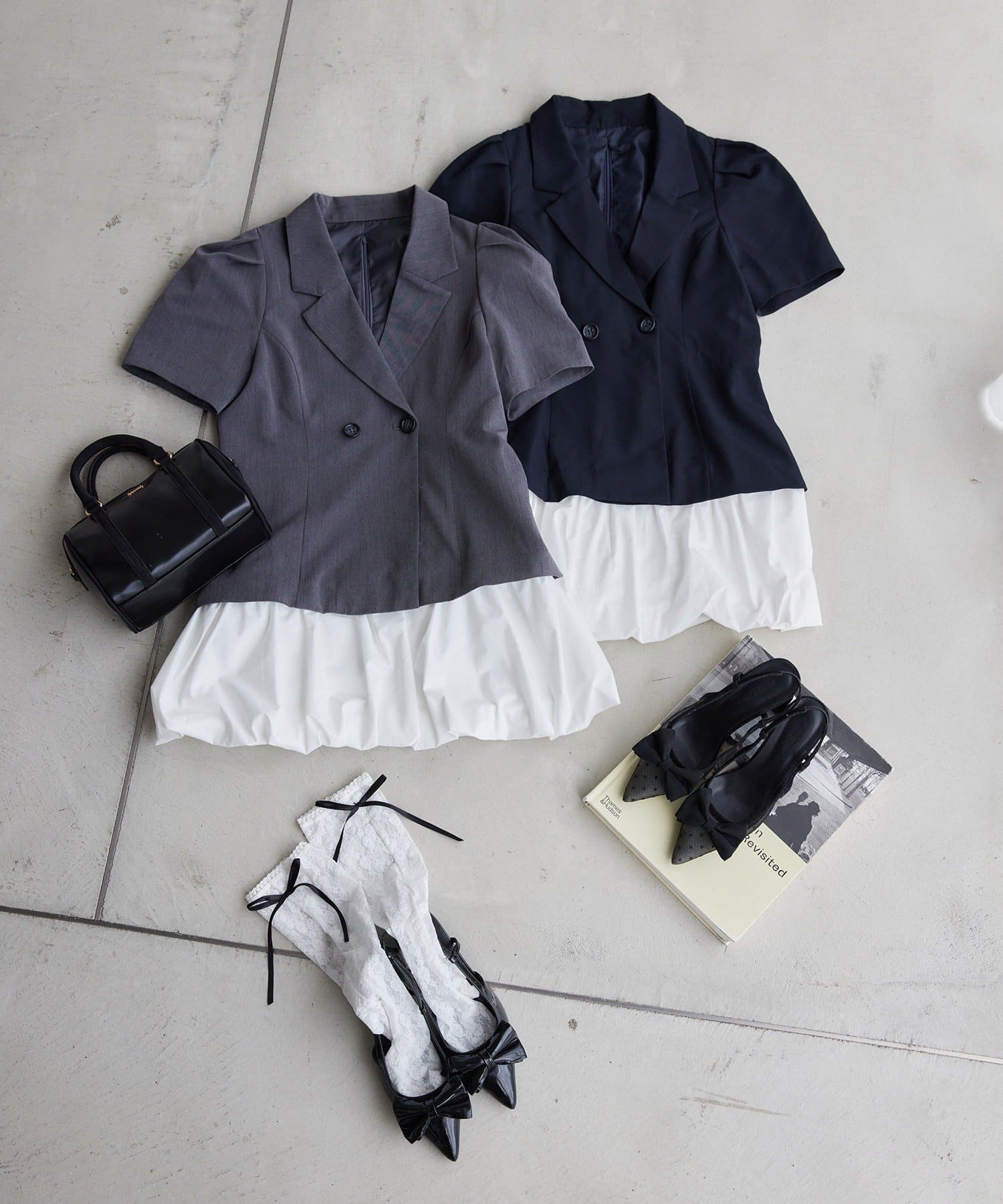 NICE CLAUP / OLIVE des OLIVE OUTLET(ナイスクラップ  / オリーブ デ オリーブ アウトレット) 【Seemi. 】裾バルーンジャケットワンピ