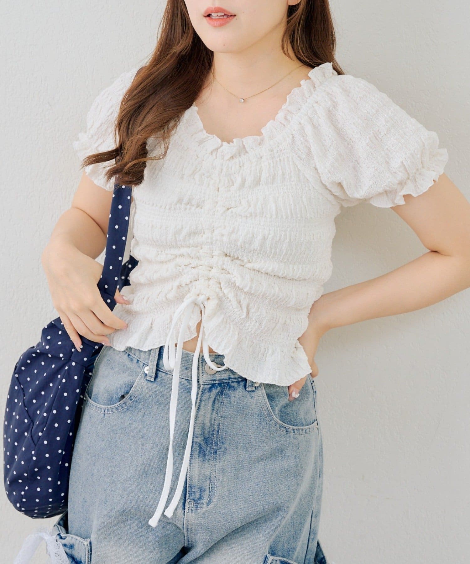 NICE CLAUP / OLIVE des OLIVE OUTLET(ナイスクラップ  / オリーブ デ オリーブ アウトレット) 【continuer】ドロストクシュクシュカットトップス
