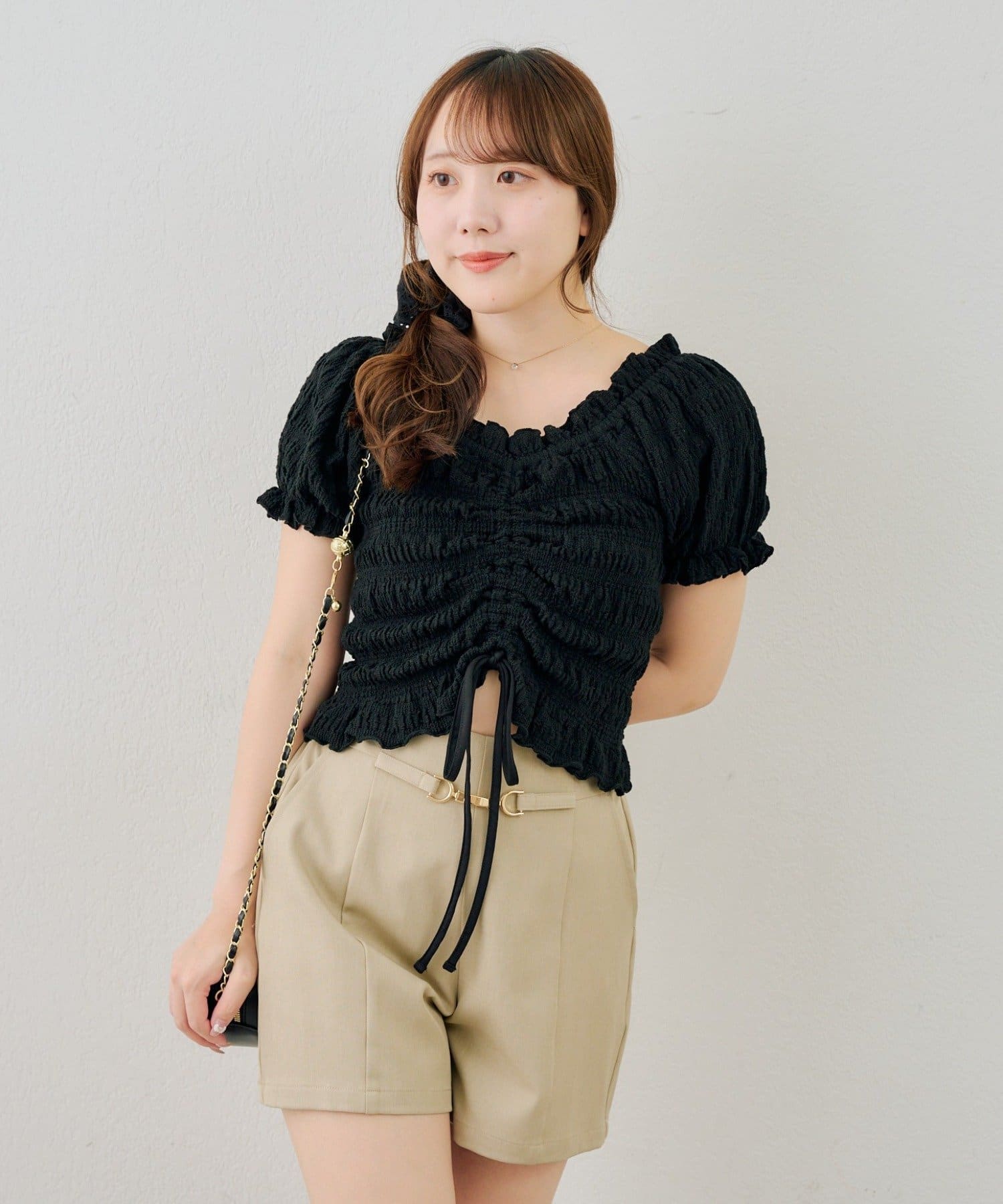 NICE CLAUP / OLIVE des OLIVE OUTLET(ナイスクラップ  / オリーブ デ オリーブ アウトレット) 【continuer】ドロストクシュクシュカットトップス