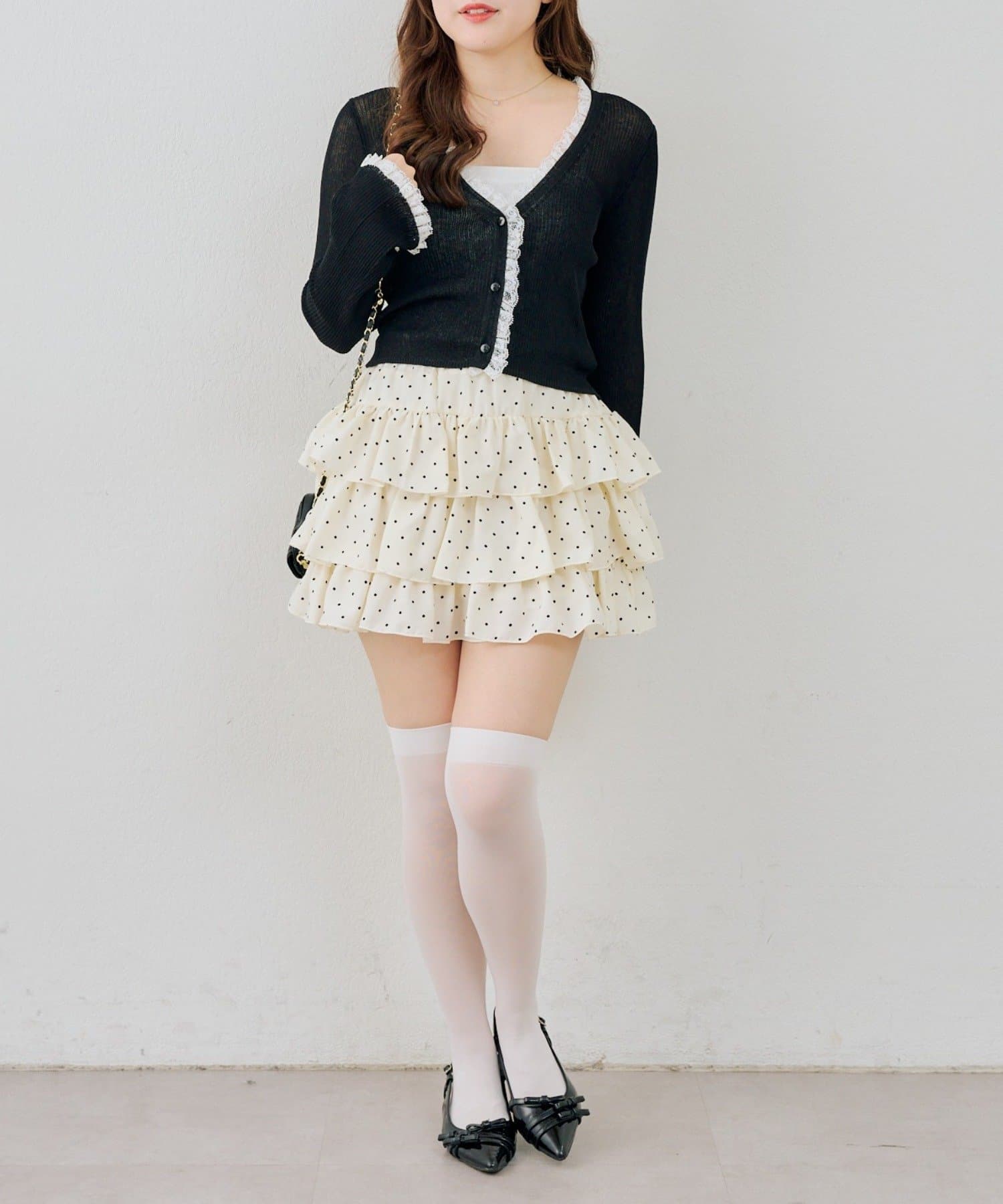 NICE CLAUP / OLIVE des OLIVE OUTLET(ナイスクラップ  / オリーブ デ オリーブ アウトレット) 【ANOTHER BRANCH】日焼け対策にも◎シアーリブレース付Vカーディガン