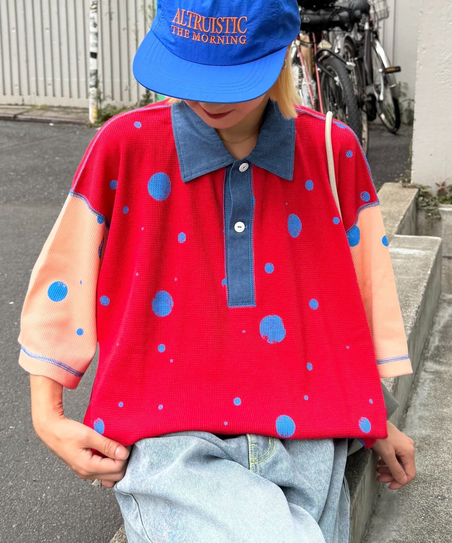 CIAOPANIC TYPY(チャオパニックティピー) 【SOUNDS GOOOOD】ランダムドット柄配色ワッフルポロ