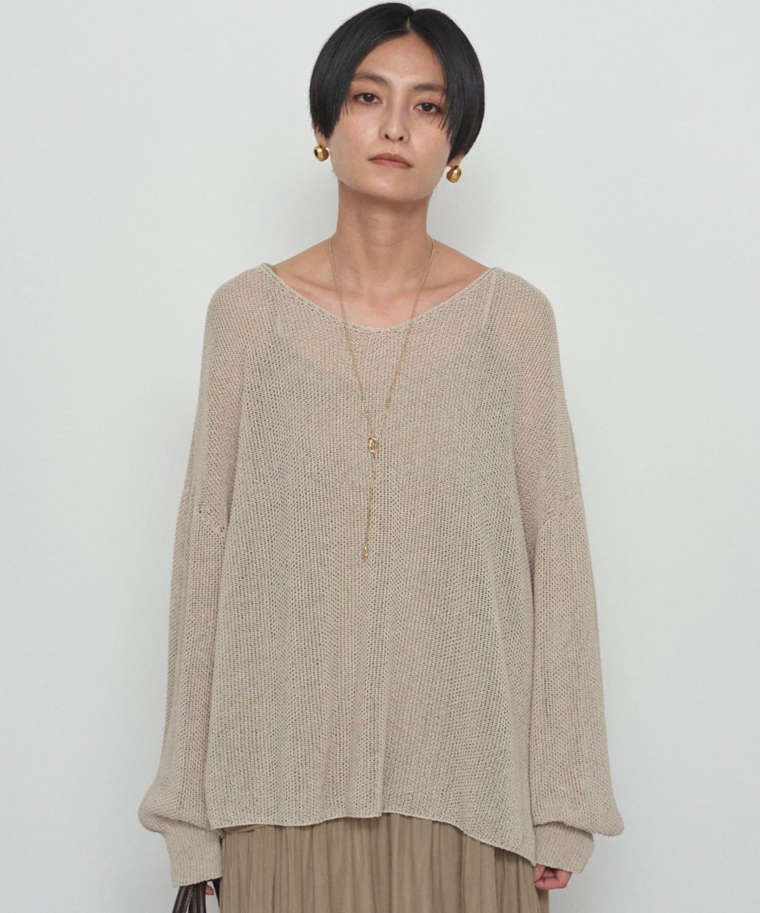 LOUNGEDRESS(ラウンジドレス) 《さらりと上品/華奢見え》【JAPAN MADE】和紙鹿子2WAYニット