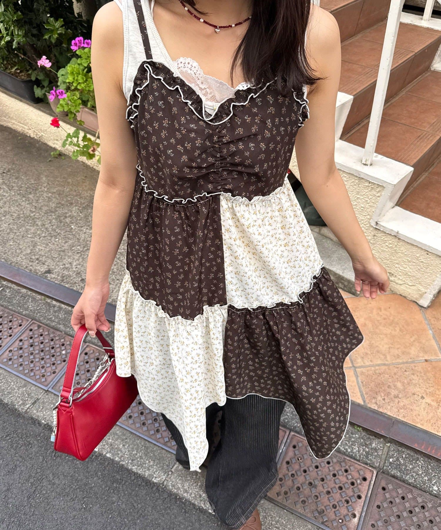 CIAOPANIC(チャオパニック) フラワーパッチワークキャミチュニックワンピース