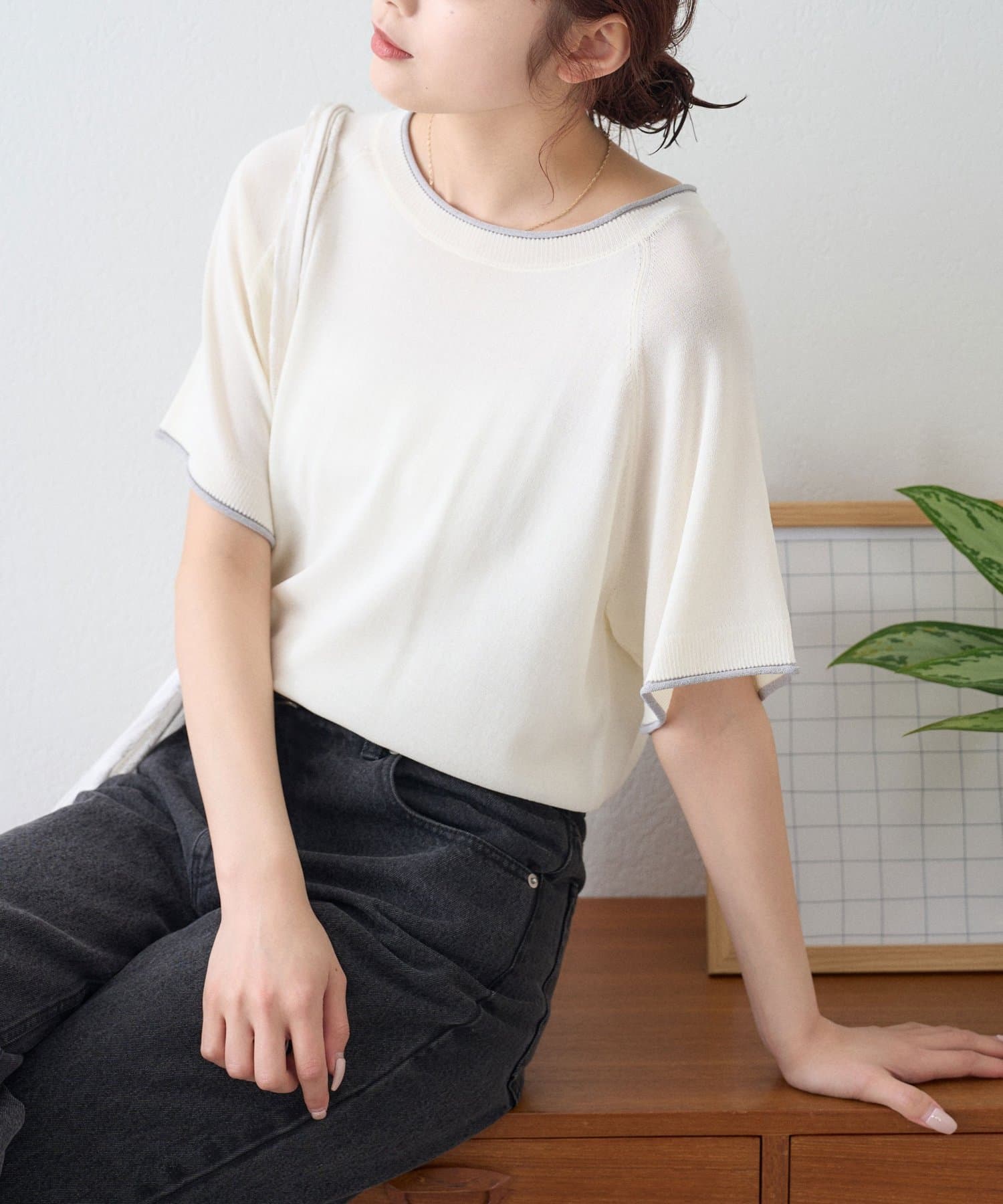 CIAOPANIC TYPY(チャオパニックティピー) 【接触冷感】配色ラグラン半袖ニットTee