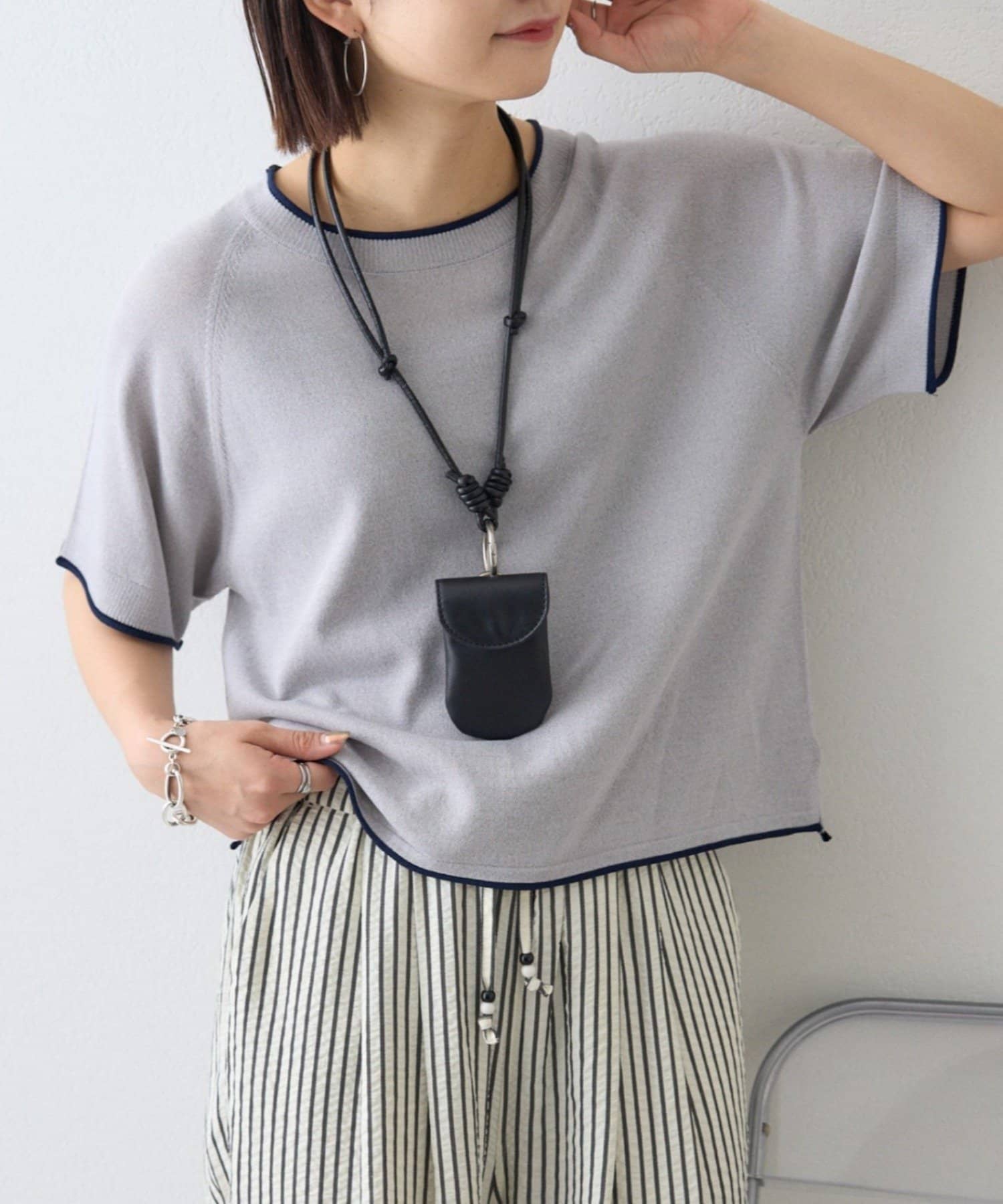 CIAOPANIC TYPY(チャオパニックティピー) 【接触冷感】配色ラグラン半袖ニットTee