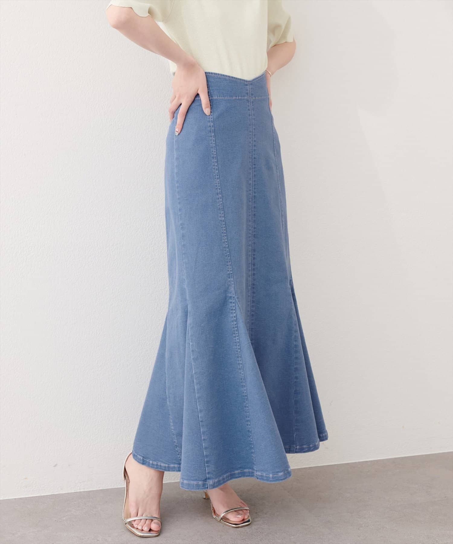 natural couture(ナチュラルクチュール) ハートウエストマーメイドデニムスカート