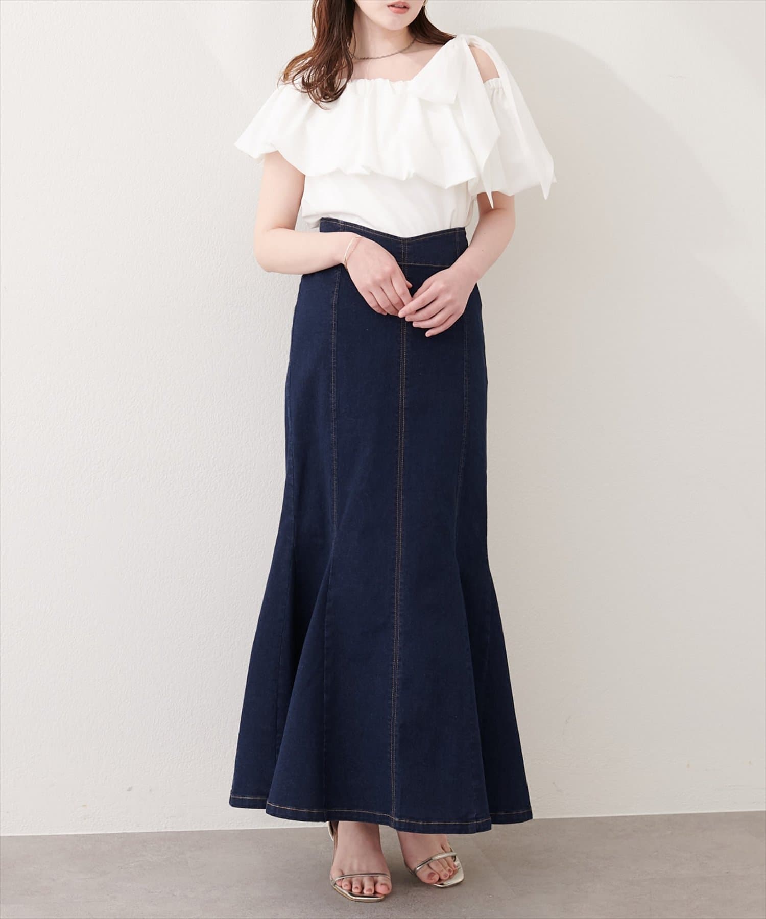 natural couture(ナチュラルクチュール) ハートウエストマーメイドデニムスカート