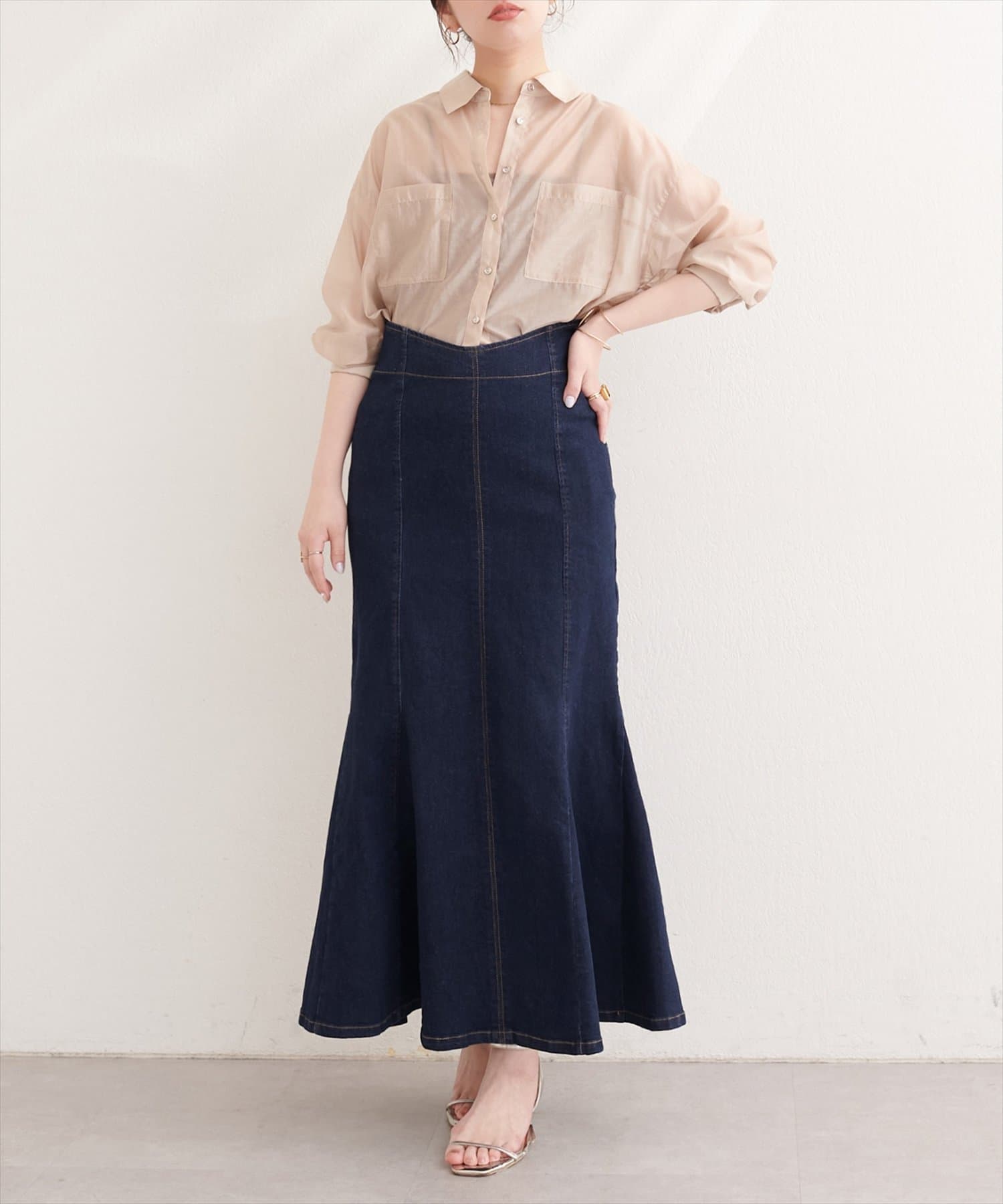 natural couture(ナチュラルクチュール) ハートウエストマーメイドデニムスカート