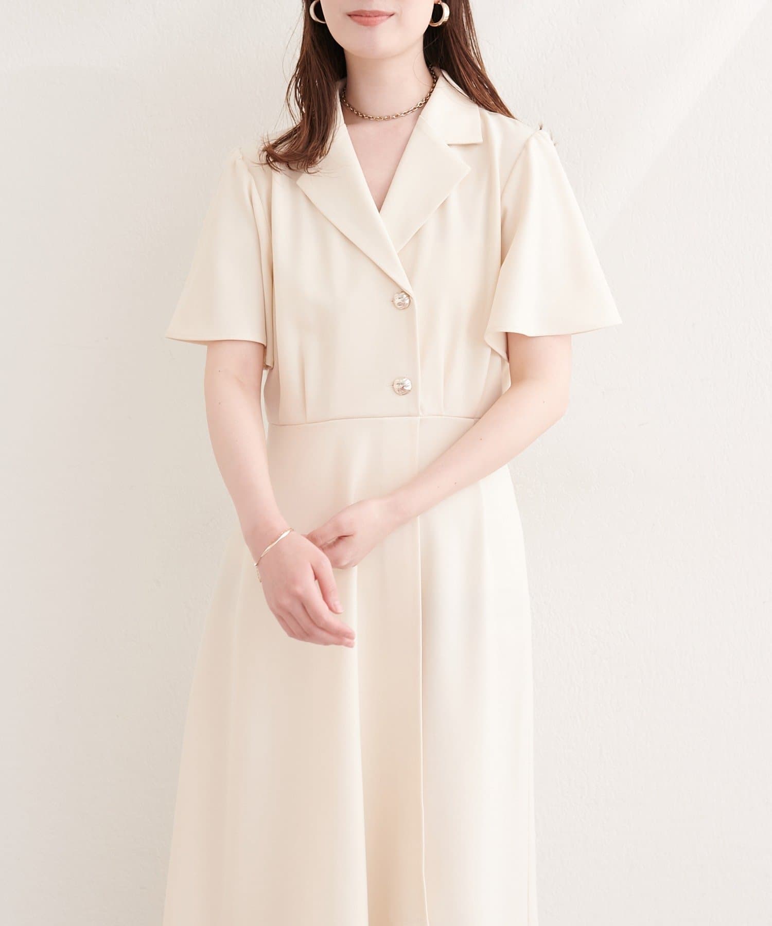 natural couture(ナチュラルクチュール) フレアスリーブテーラーワンピース