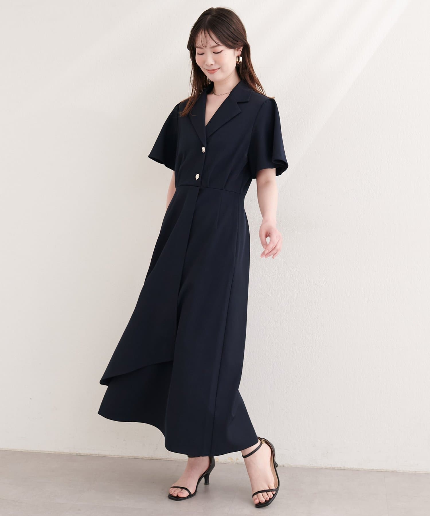 natural couture(ナチュラルクチュール) フレアスリーブテーラーワンピース
