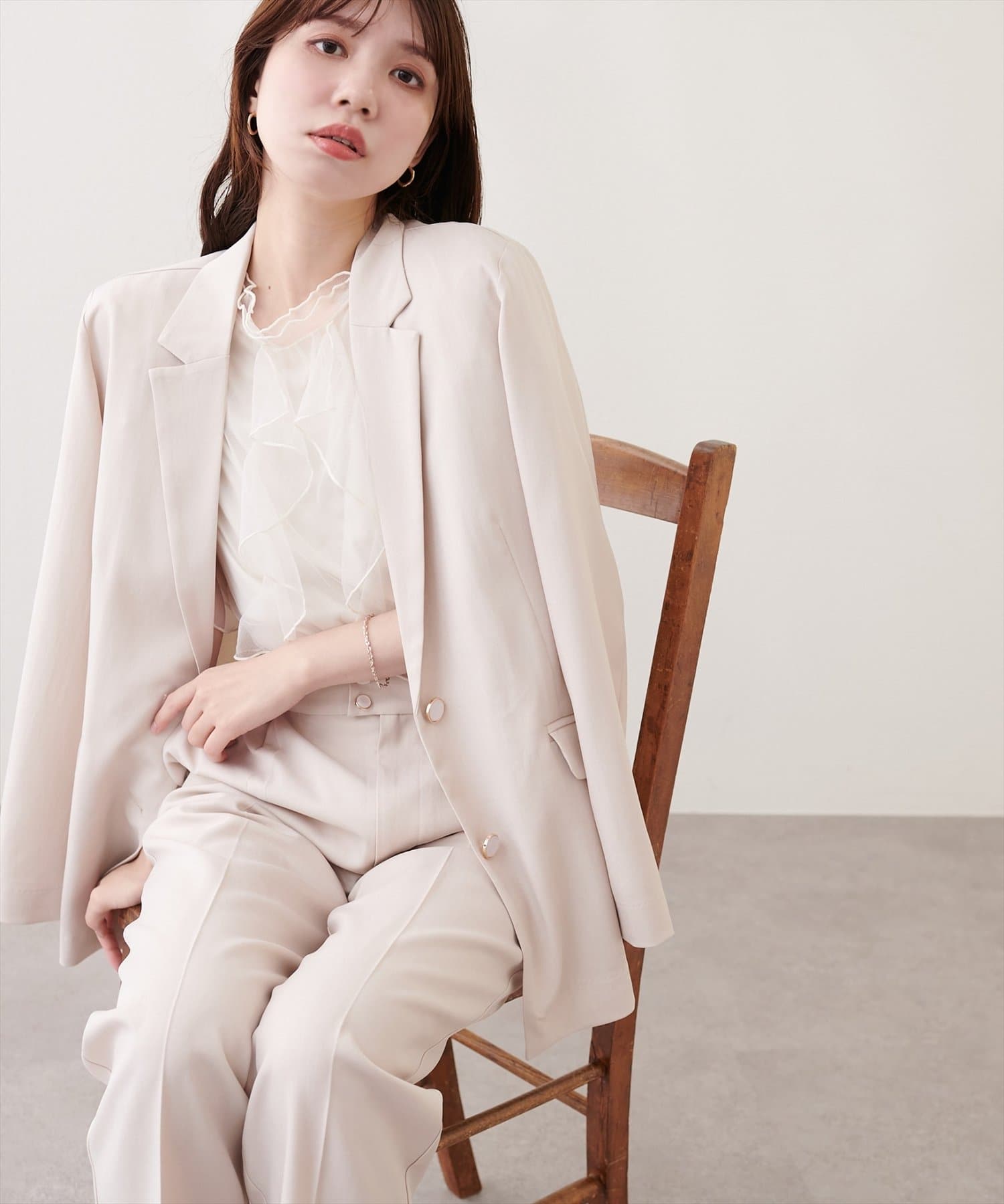 natural couture(ナチュラルクチュール) 接触冷感マシンウォッシャブル防シワシングルテーラージャケット