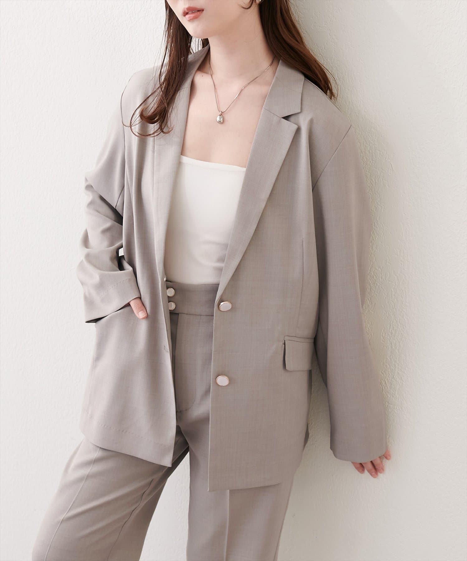 natural couture(ナチュラルクチュール) 接触冷感マシンウォッシャブル防シワシングルテーラージャケット