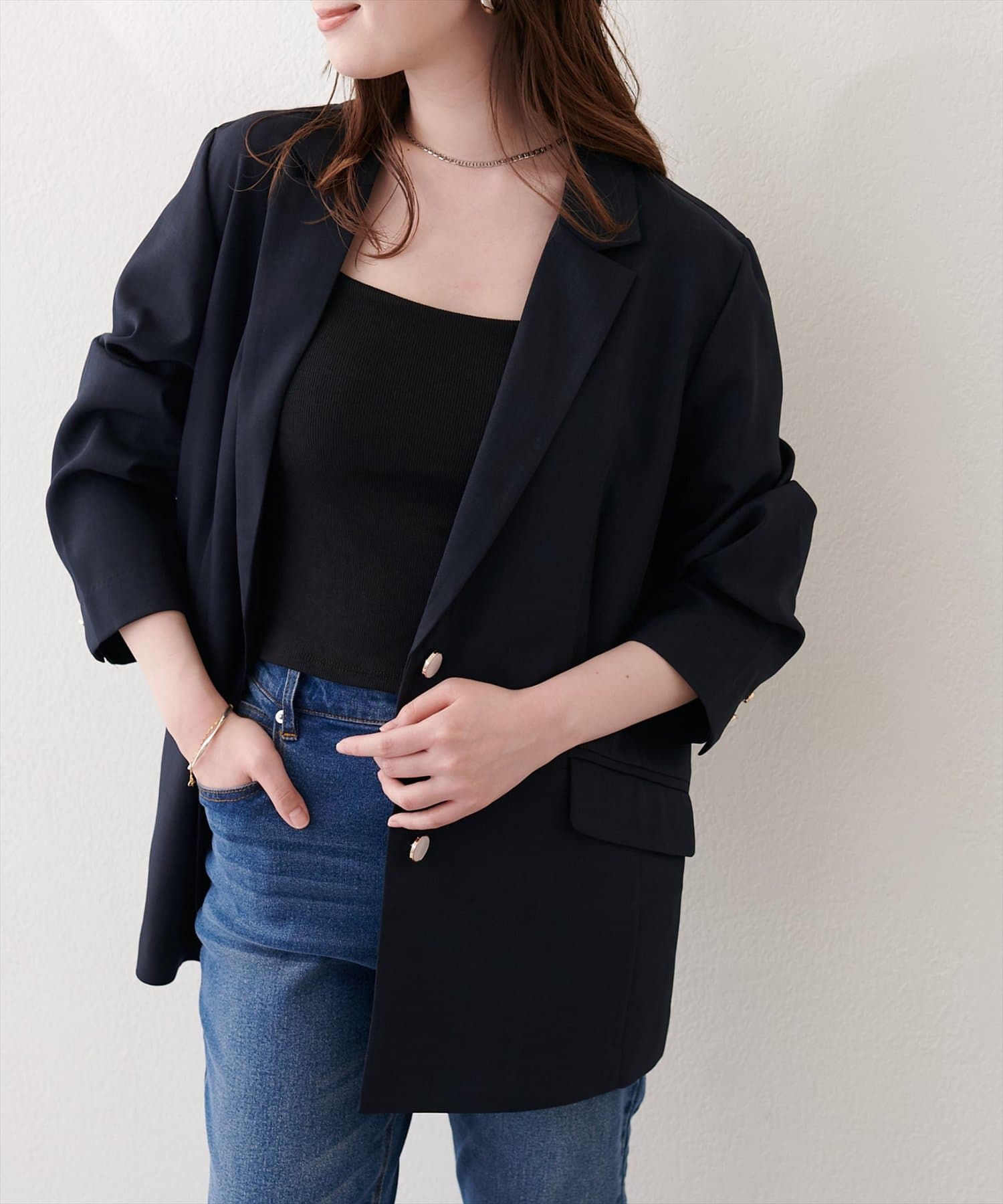 natural couture(ナチュラルクチュール) 接触冷感マシンウォッシャブル防シワシングルテーラージャケット