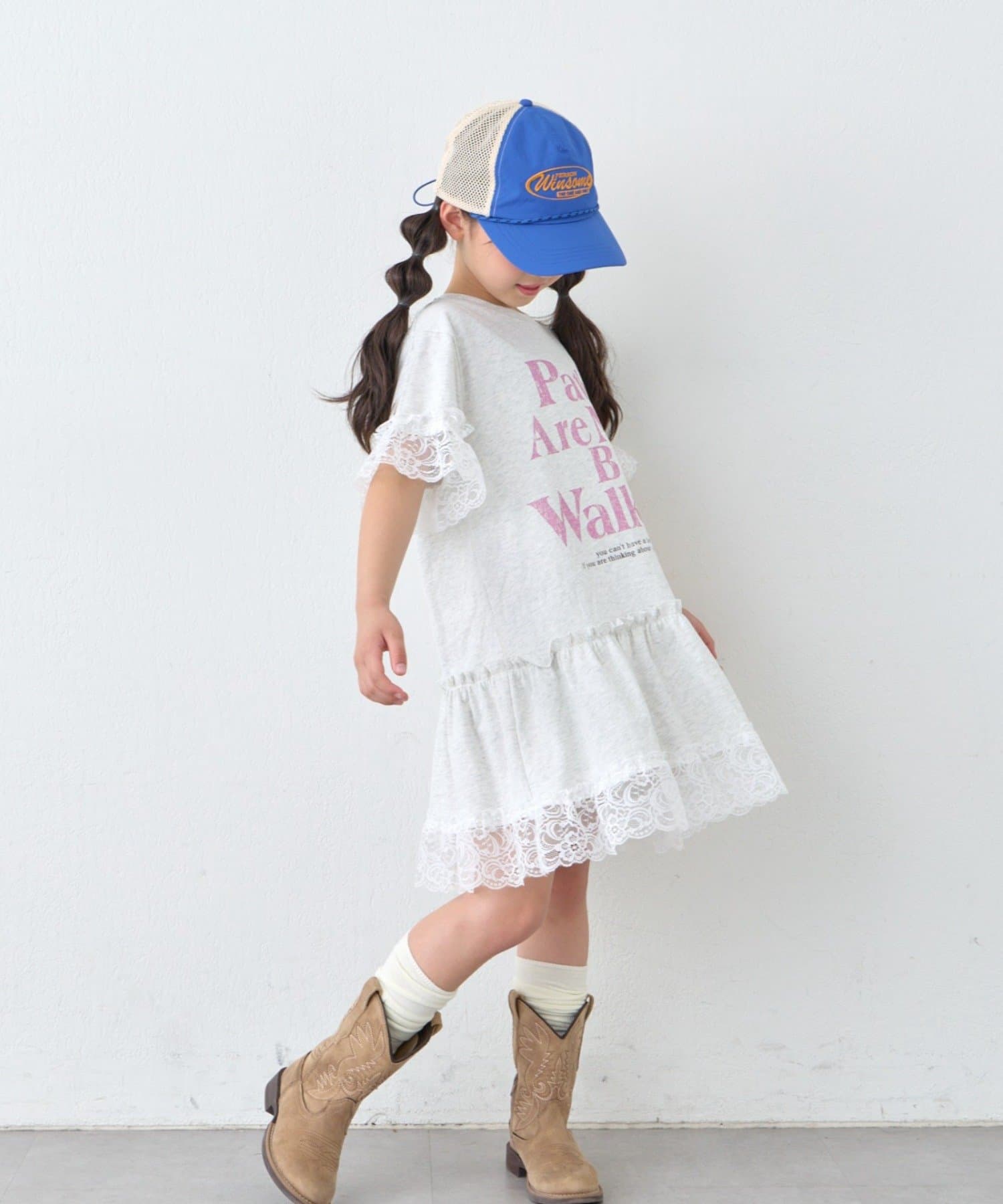CIAOPANIC TYPY(チャオパニックティピー) 【KIDS】かすれロゴレースレイヤードミニワンピチュニック