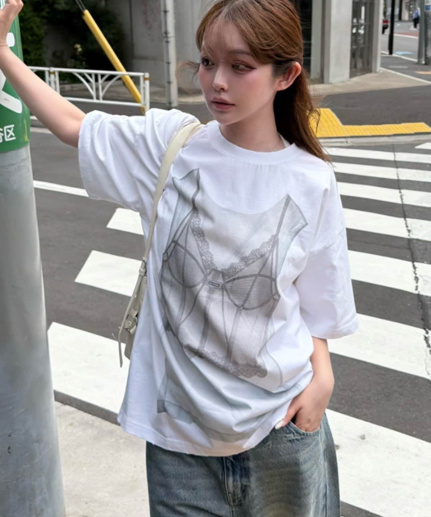 RAY CASSIN(レイカズン) ロゴルーズビッグTシャツ