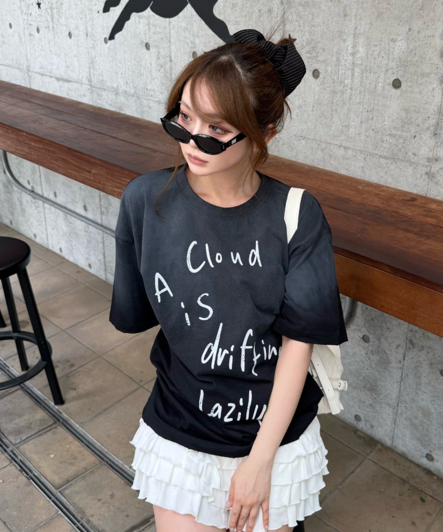 RAY CASSIN(レイカズン) ロゴルーズビッグTシャツ