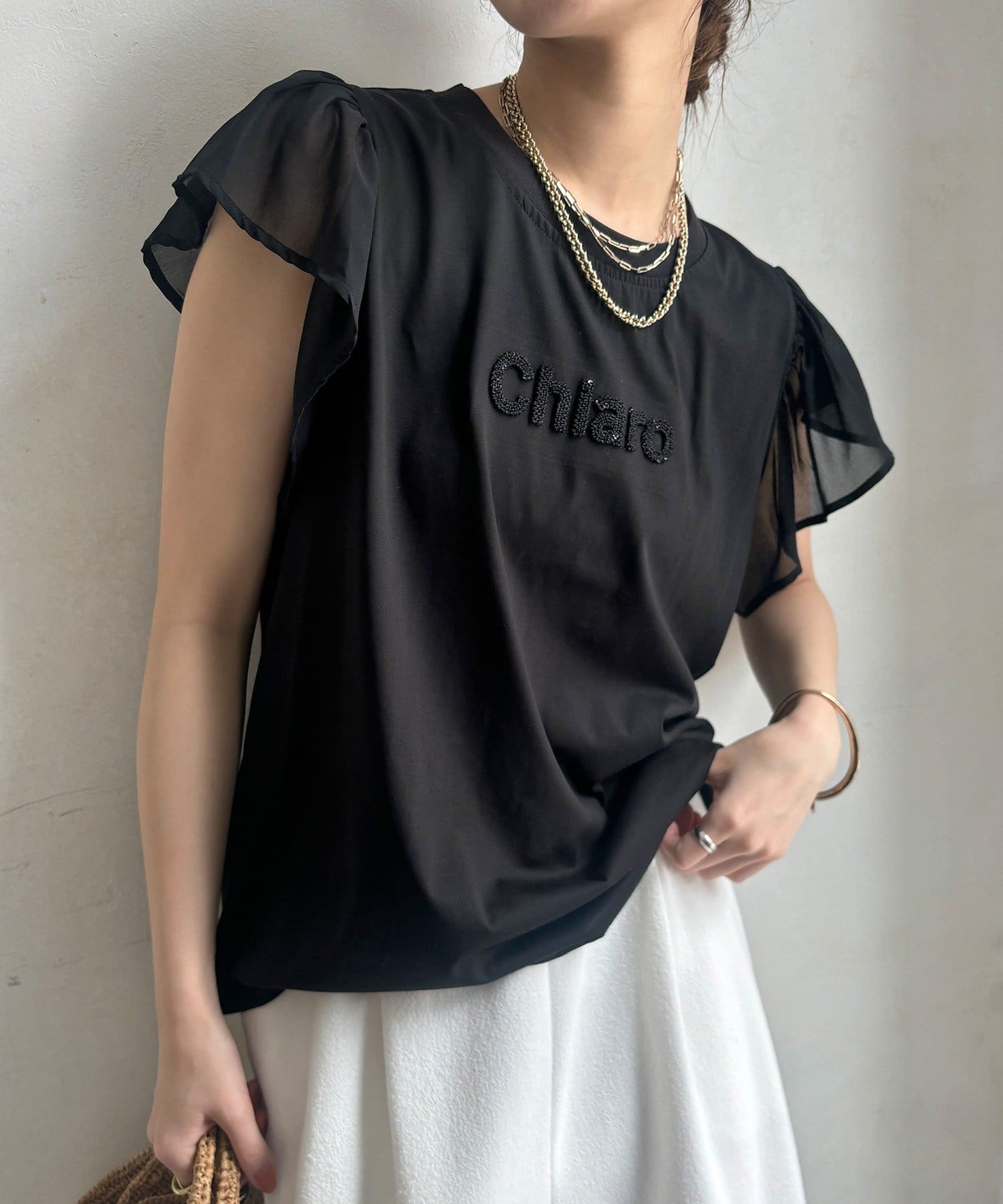 DOUDOU(ドゥドゥ) 【WEB限定】シアーフリルロゴTEE