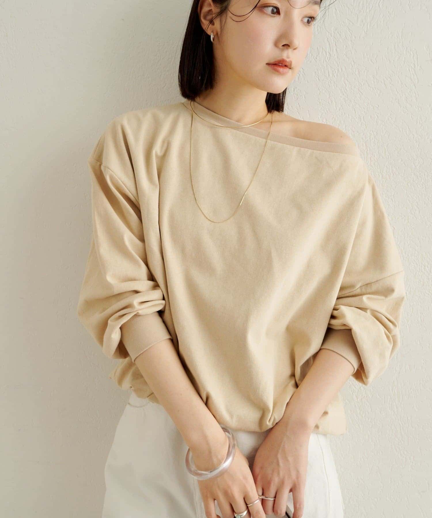 OUTLET(アウトレット) 【Omekashi】裾バルーンロングTシャツ