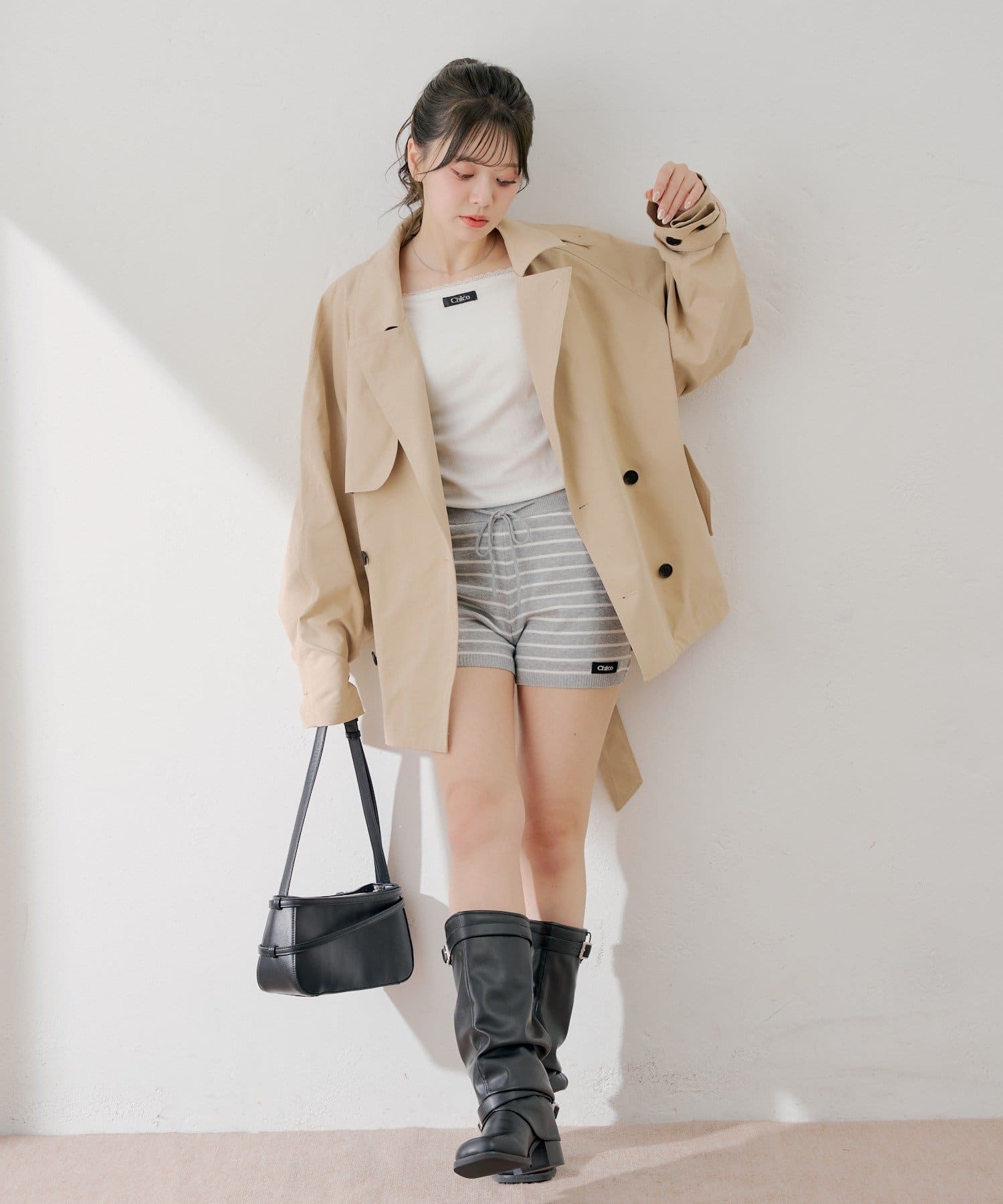 OUTLET(アウトレット) 【Chico】コンパクトボーダーショートパンツ