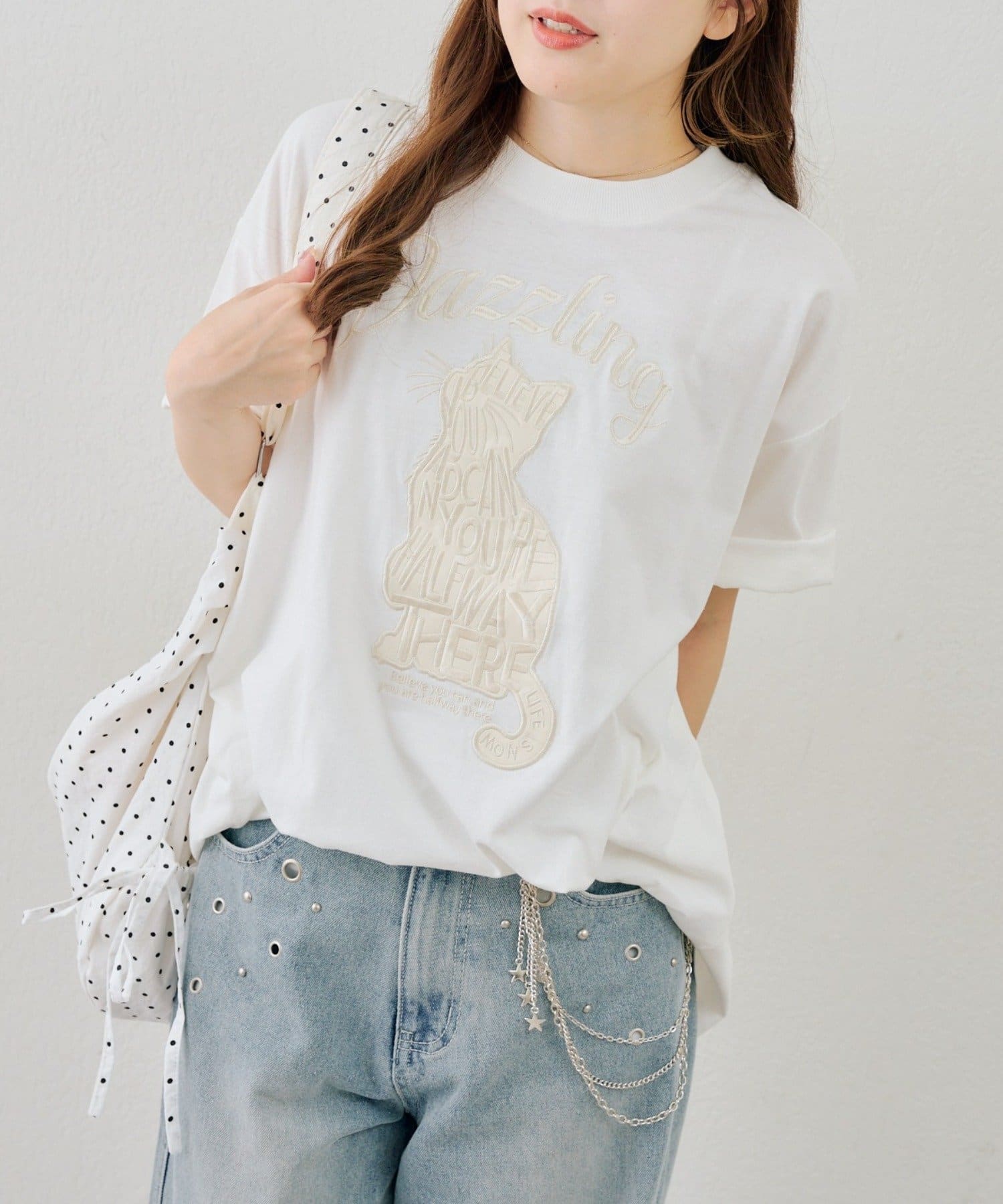 NICE CLAUP / OLIVE des OLIVE OUTLET(ナイスクラップ  / オリーブ デ オリーブ アウトレット) 【ANOTHER BRANCH】アニマル×合皮BIGTシャツ