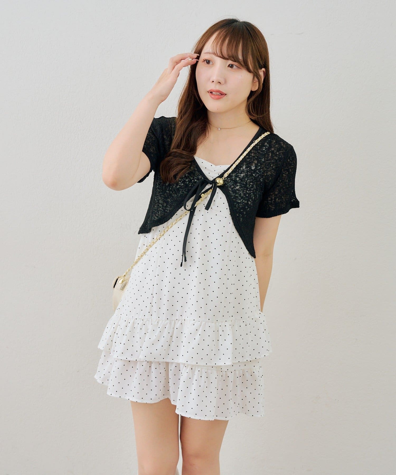 NICE CLAUP / OLIVE des OLIVE OUTLET(ナイスクラップ  / オリーブ デ オリーブ アウトレット) 【ANOTHER BRANCH】【セットアイテム】ボレロ+ティアードワンピース