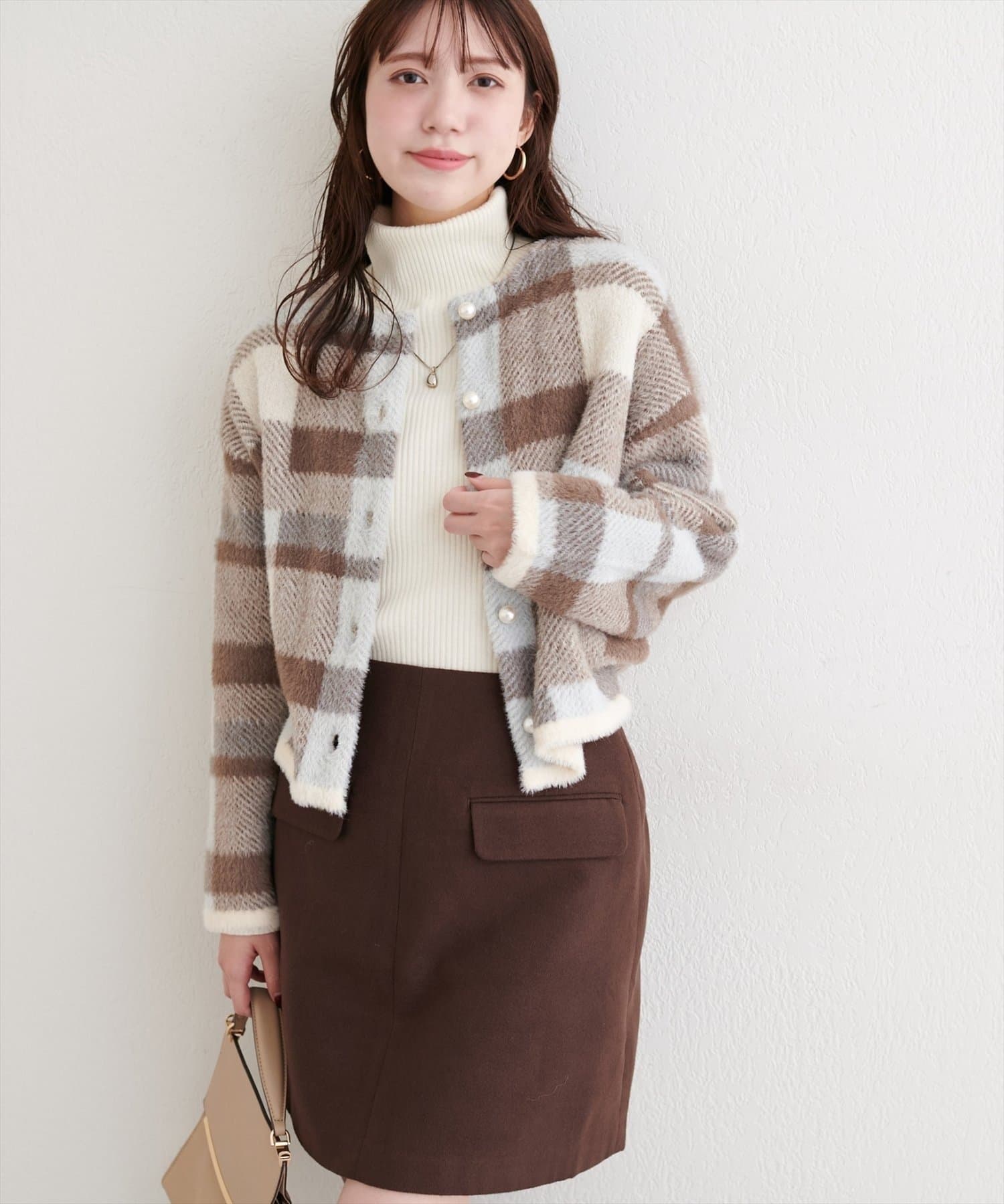 NICE CLAUP / OLIVE des OLIVE OUTLET(ナイスクラップ  / オリーブ デ オリーブ アウトレット) 【natural couture】シャギーミドル丈ニットカーデ