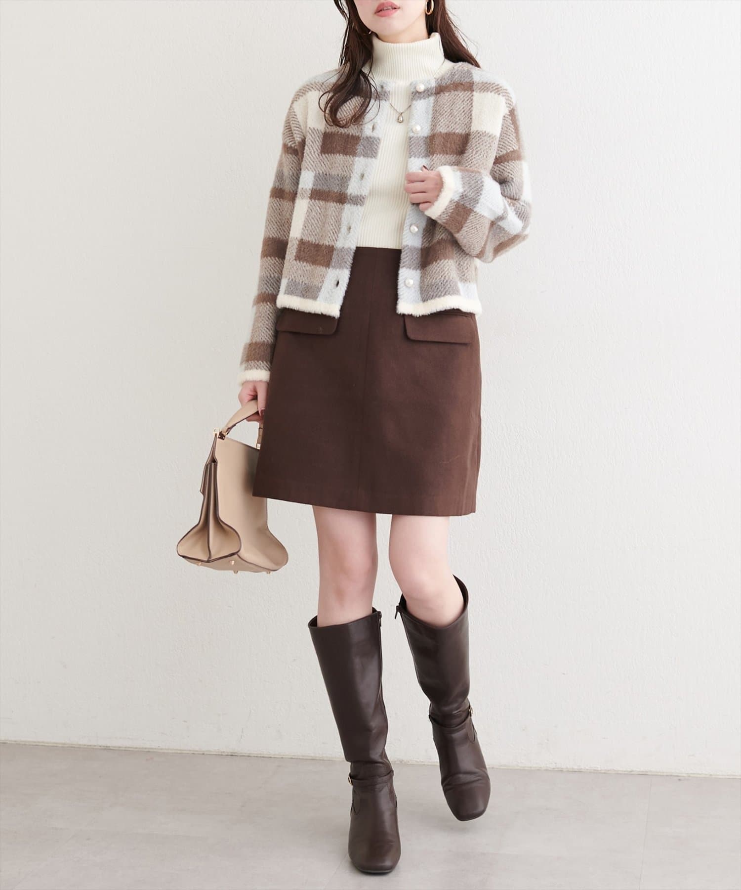 NICE CLAUP / OLIVE des OLIVE OUTLET(ナイスクラップ  / オリーブ デ オリーブ アウトレット) 【natural couture】シャギーミドル丈ニットカーデ