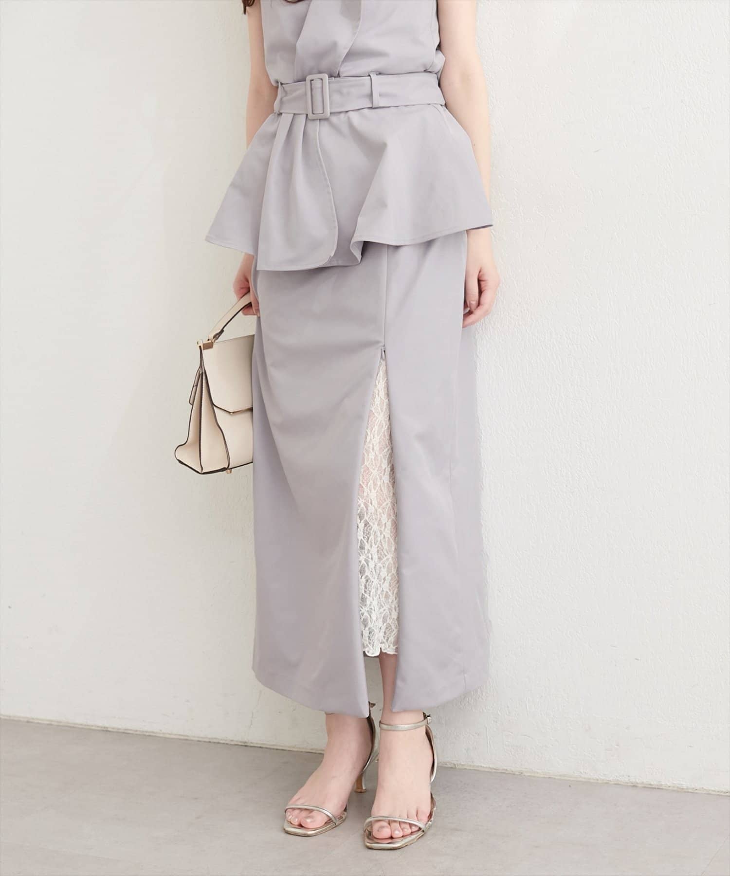 NICE CLAUP / OLIVE des OLIVE OUTLET(ナイスクラップ  / オリーブ デ オリーブ アウトレット) 【natural couture】スリットレーススカート
