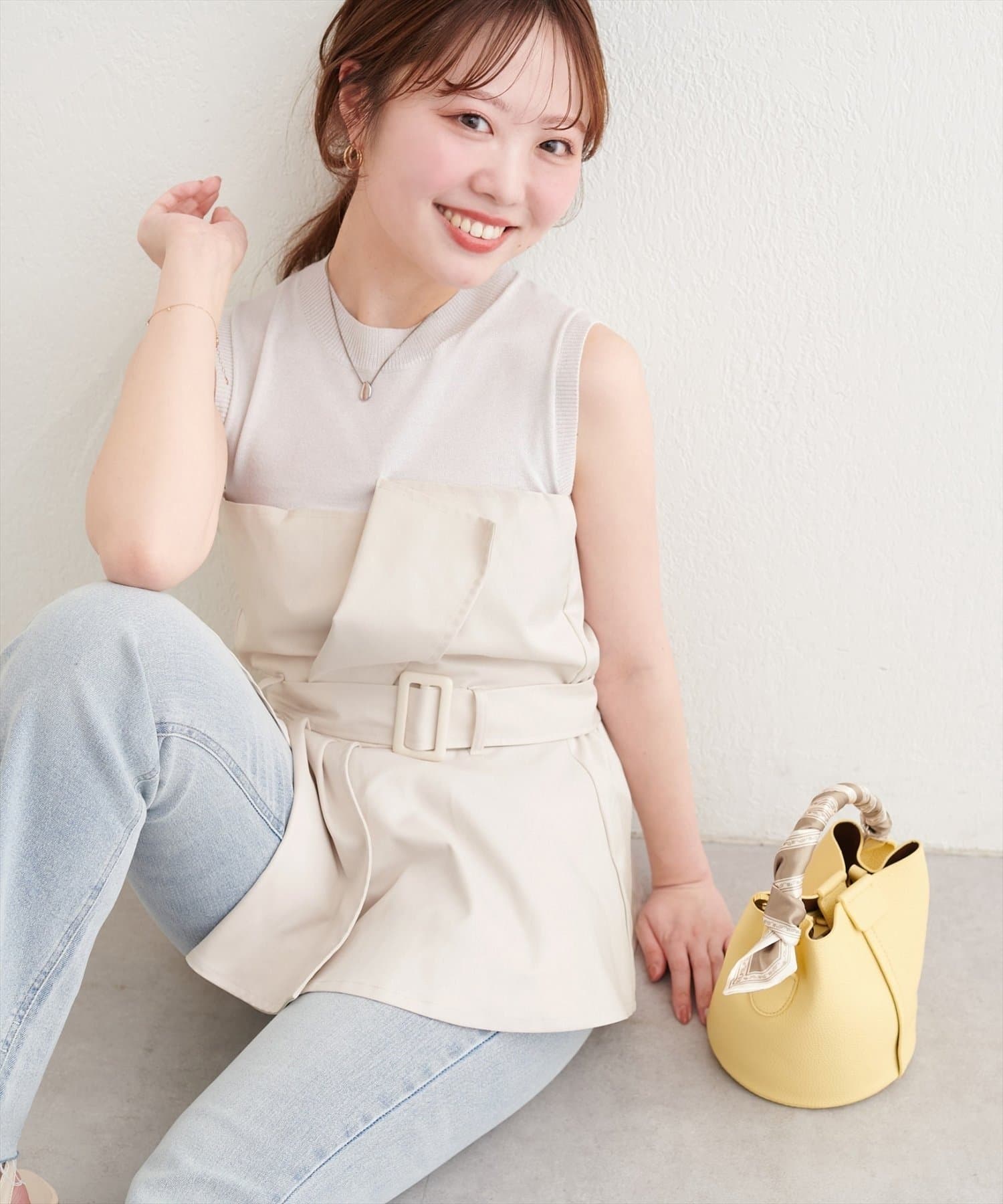 NICE CLAUP / OLIVE des OLIVE OUTLET(ナイスクラップ  / オリーブ デ オリーブ アウトレット) 【natural couture】ニット×ビスチェドッキングT