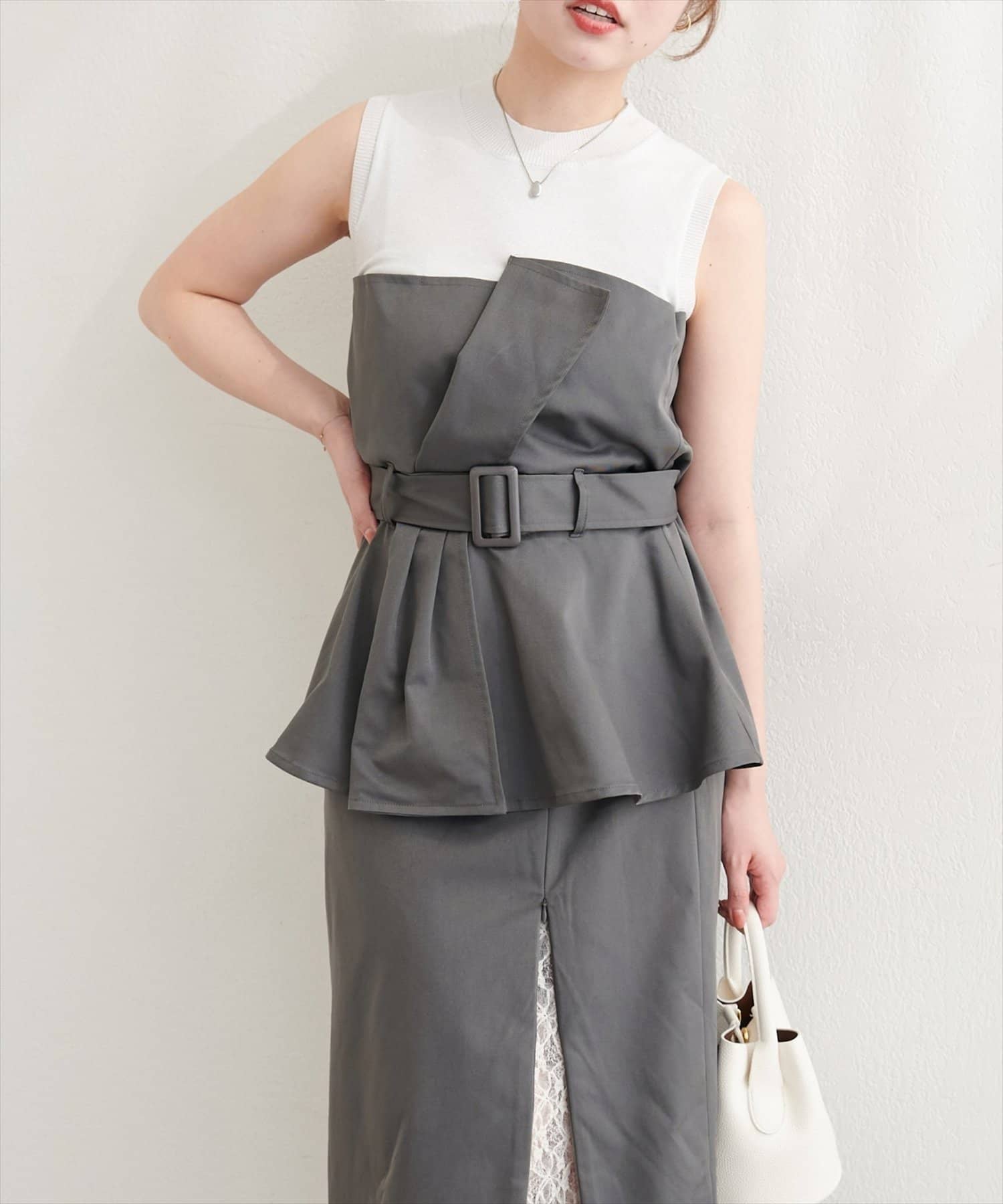 NICE CLAUP / OLIVE des OLIVE OUTLET(ナイスクラップ  / オリーブ デ オリーブ アウトレット) 【natural couture】ニット×ビスチェドッキングT