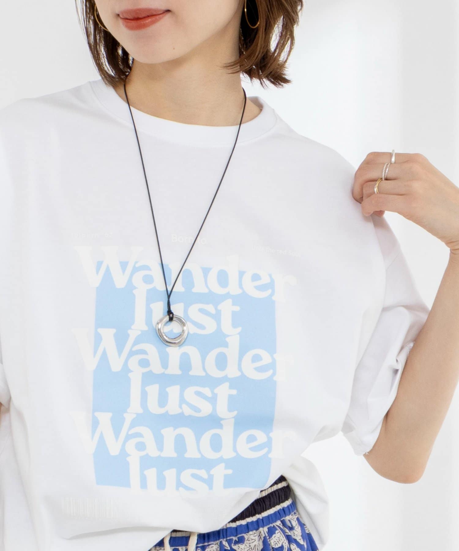 NOLLEY'S(ノーリーズ) Wander lustウォッシャブルワイドシルエットプリントTシャツ