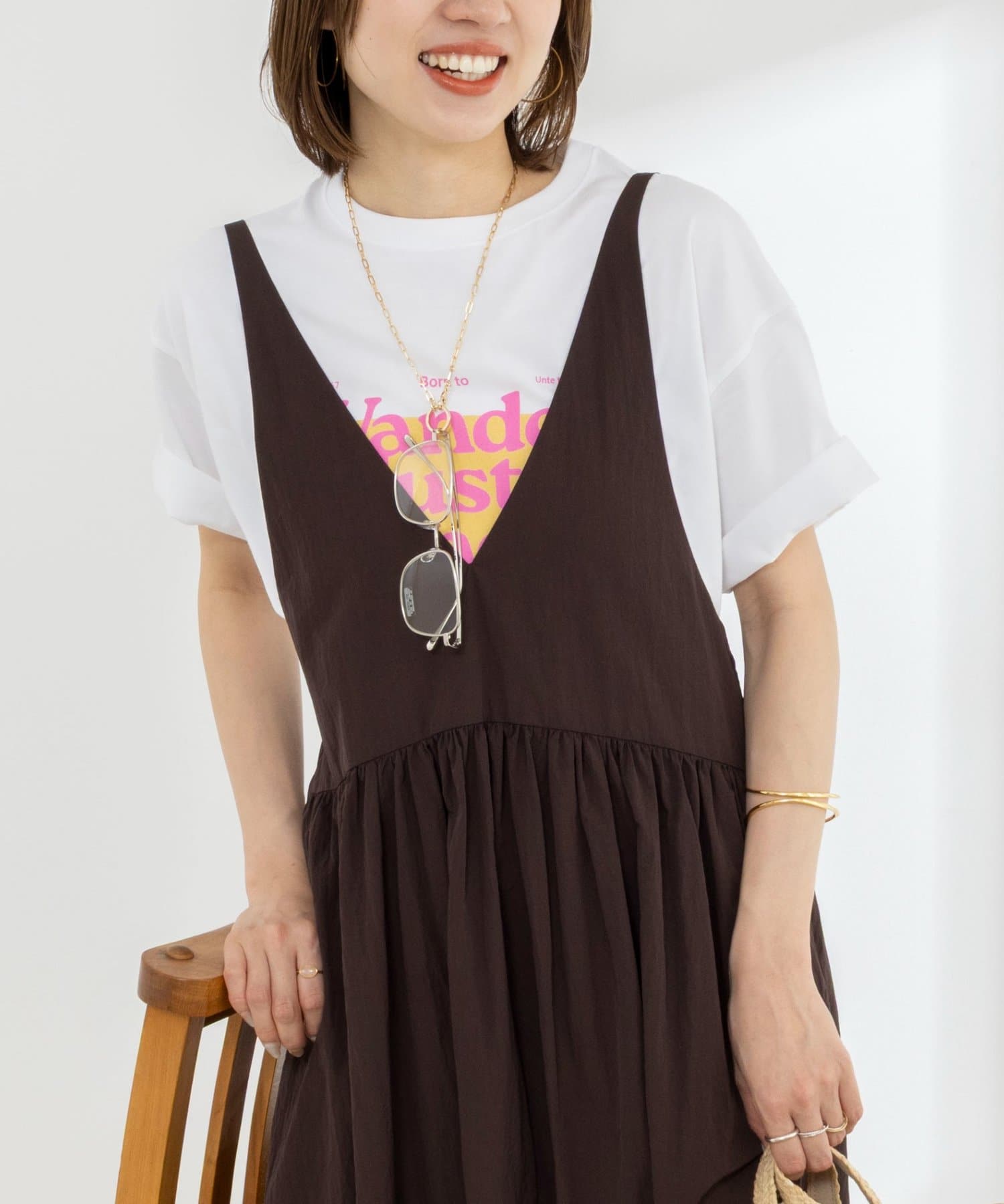 NOLLEY'S(ノーリーズ) Wander lustウォッシャブルワイドシルエットプリントTシャツ