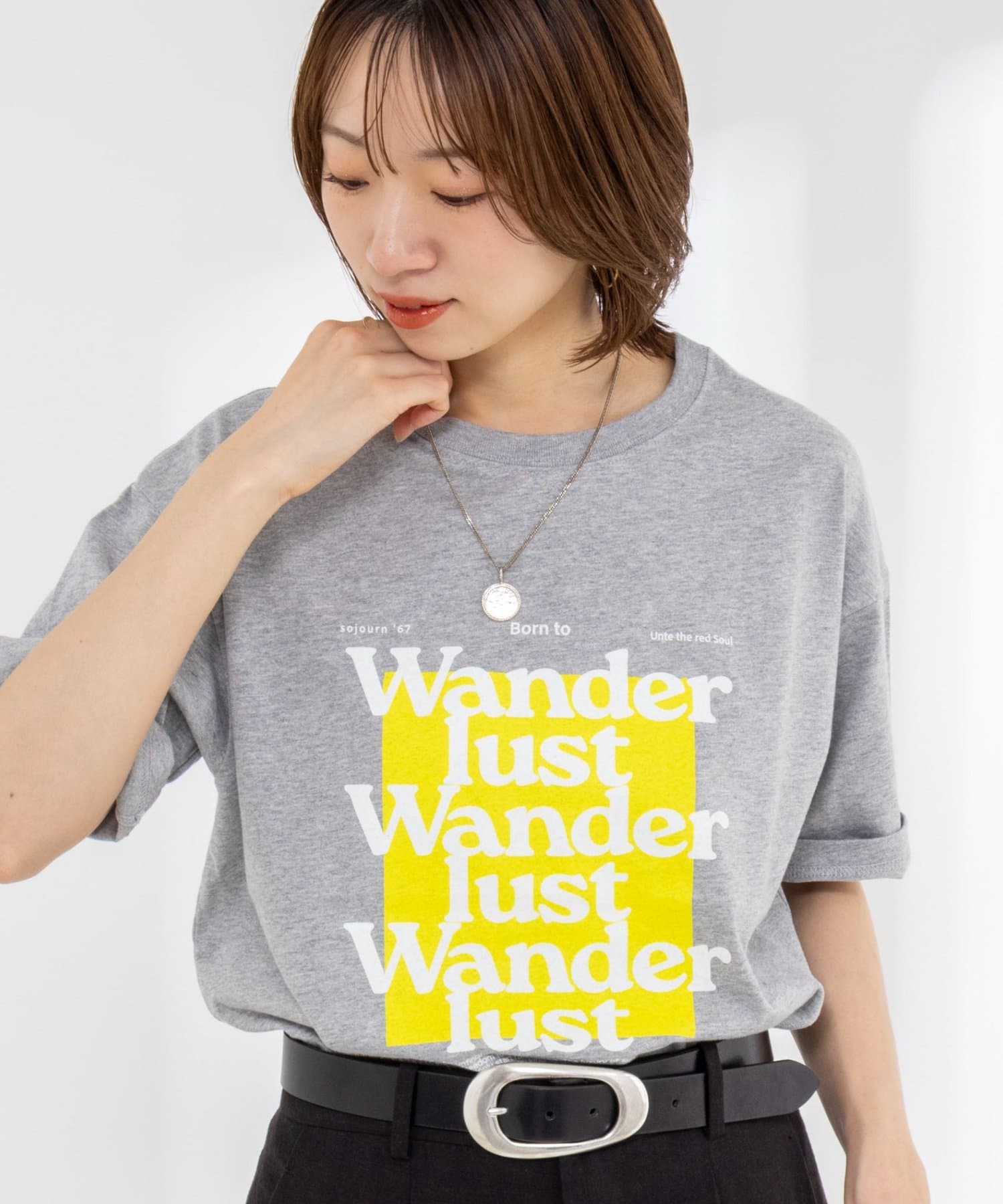 NOLLEY'S(ノーリーズ) Wander lustウォッシャブルワイドシルエットプリントTシャツ