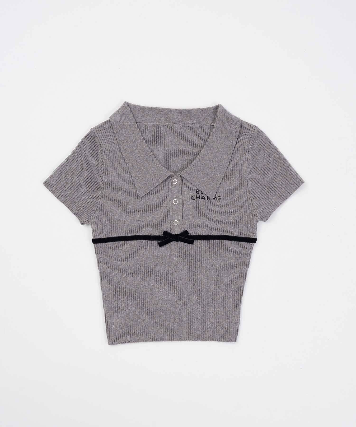 Belle Charme(ベルシャルム) Ribbon Polo Knit