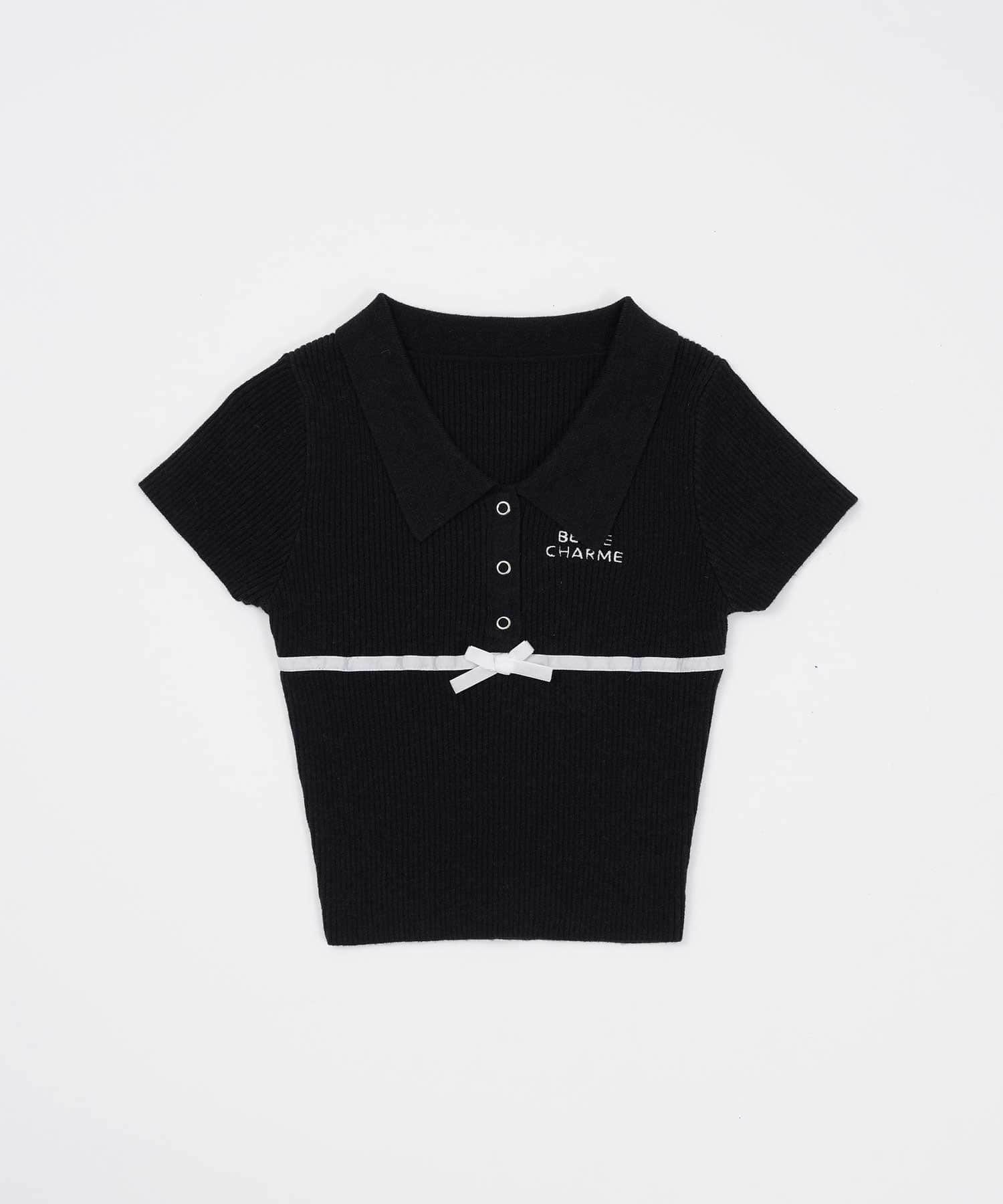 Belle Charme(ベルシャルム) Ribbon Polo Knit