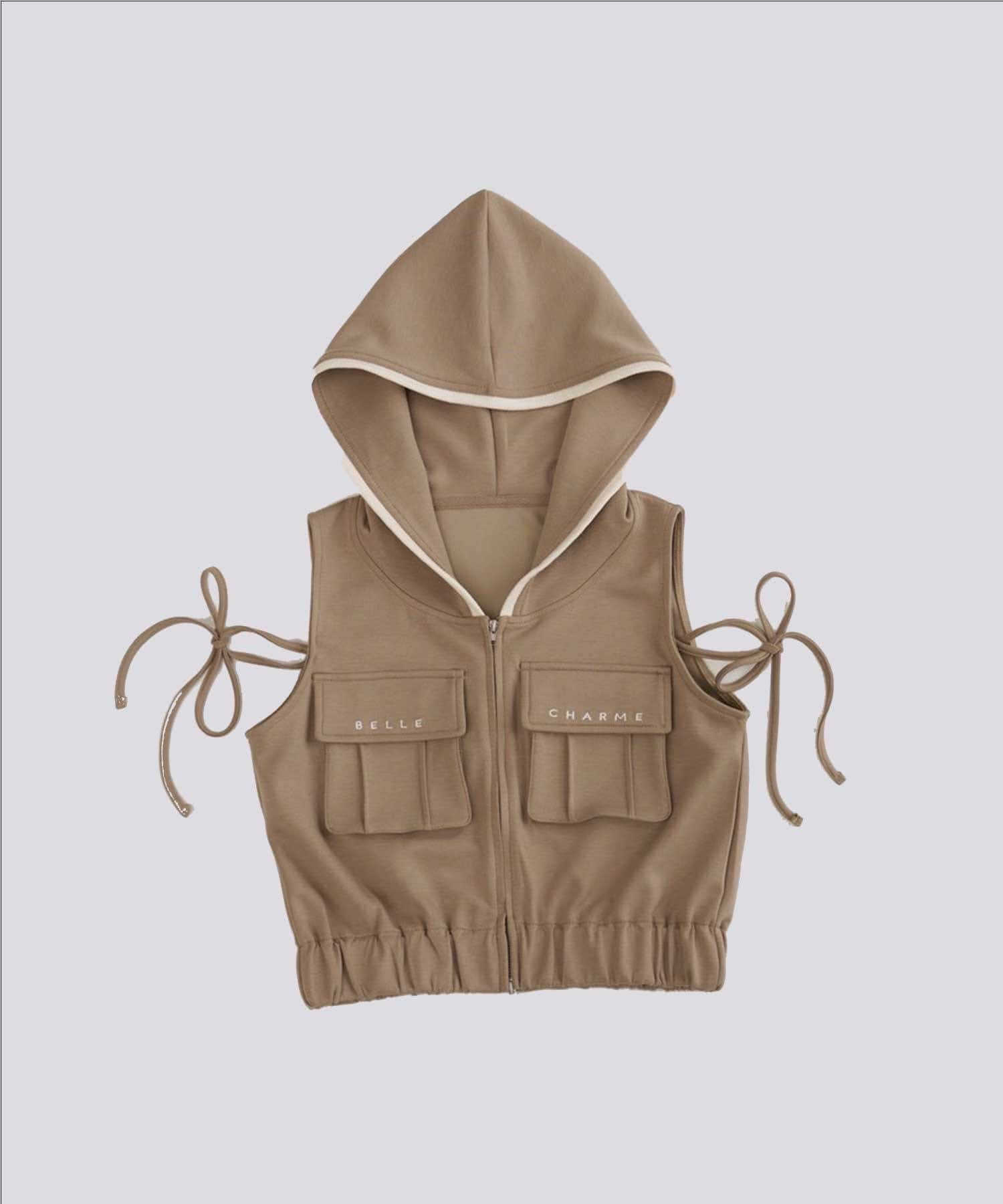 Belle Charme(ベルシャルム) Logo Pocket Sleevless Blouson