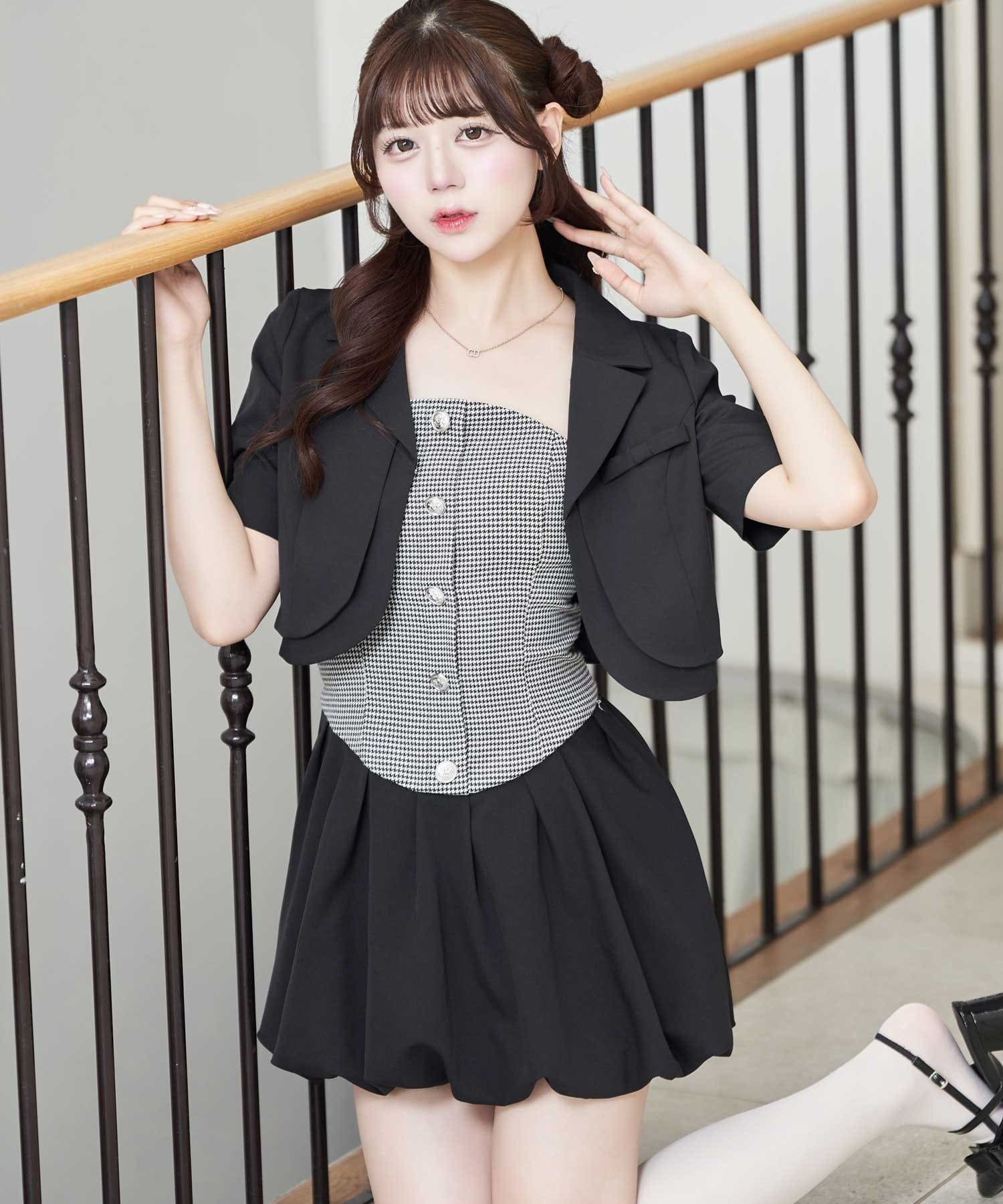 Belle Charme(ベルシャルム) Mini Ribbon Short Sleeve Jacket