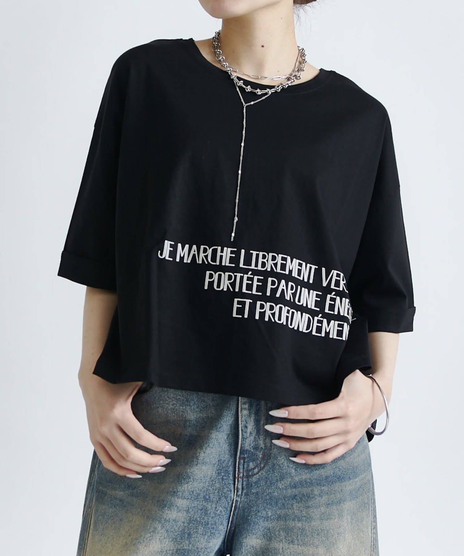 Lui's(ルイス) クロップドプリントTシャツ