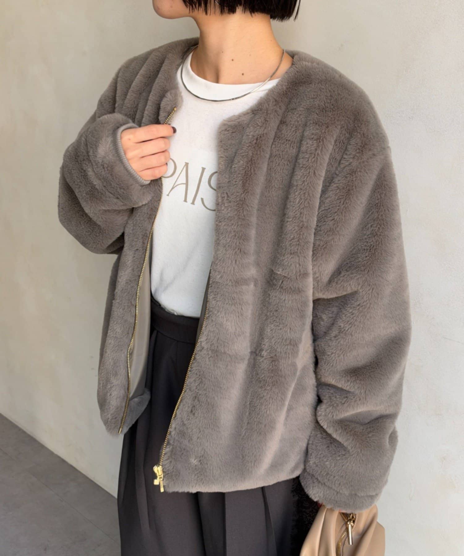Jena　espace merveilleux(ジェナ　エスパスメルヴェイユ) エコファーノーカラージャケット