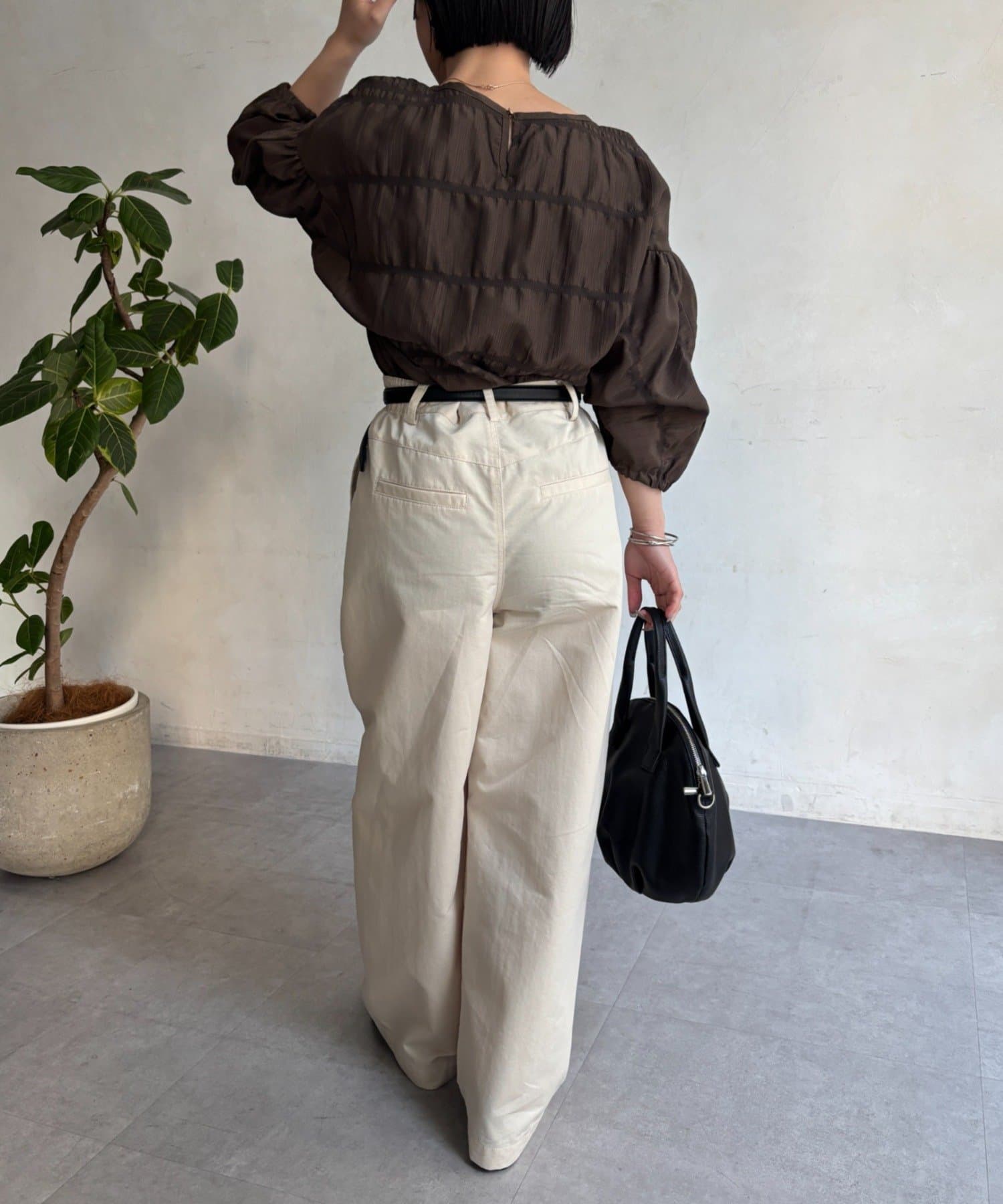 Jena　espace merveilleux(ジェナ　エスパスメルヴェイユ) 本革ギャザーボストンBAG