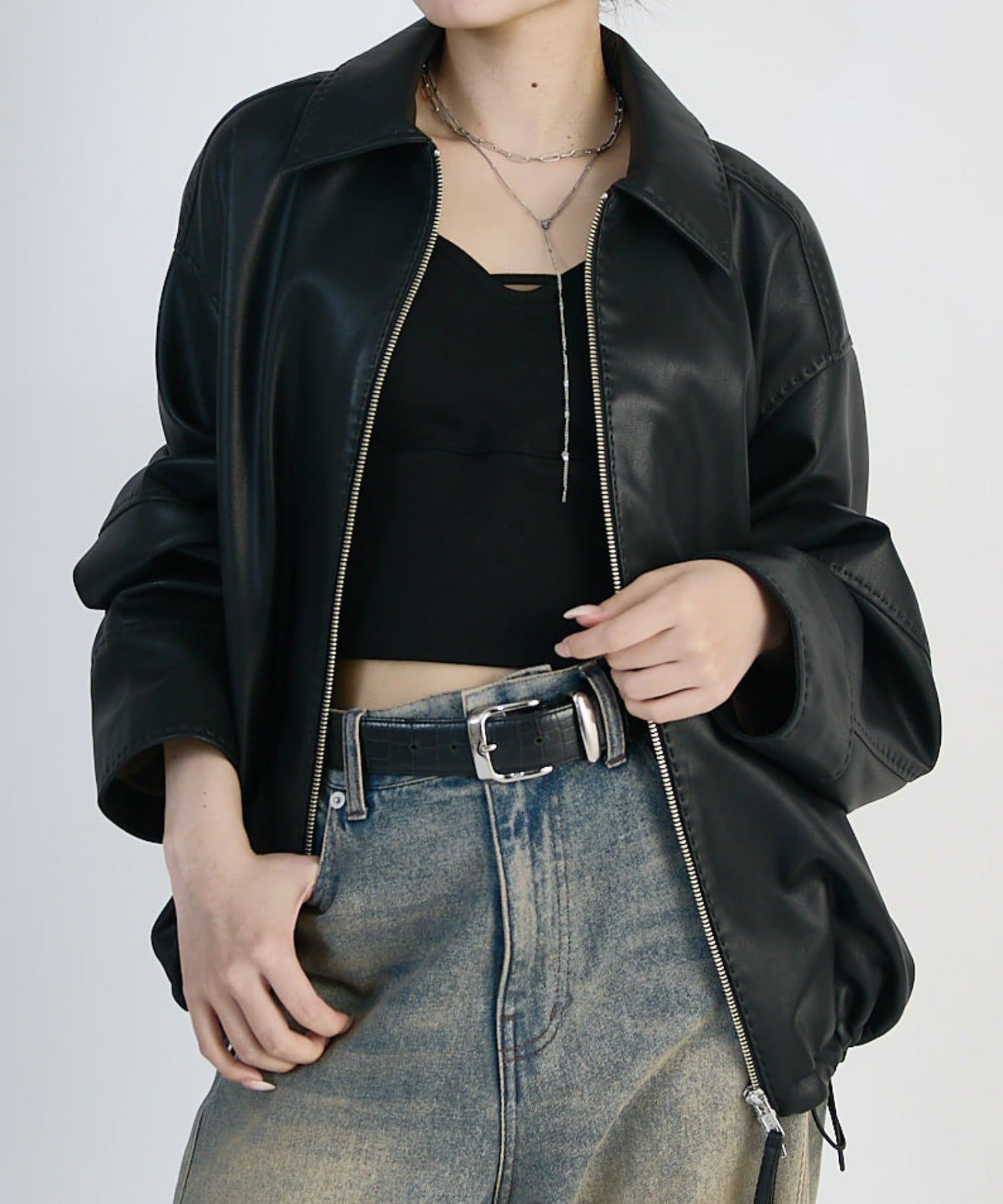 Lui's(ルイス) ステッチ使いエコレザーブルゾン