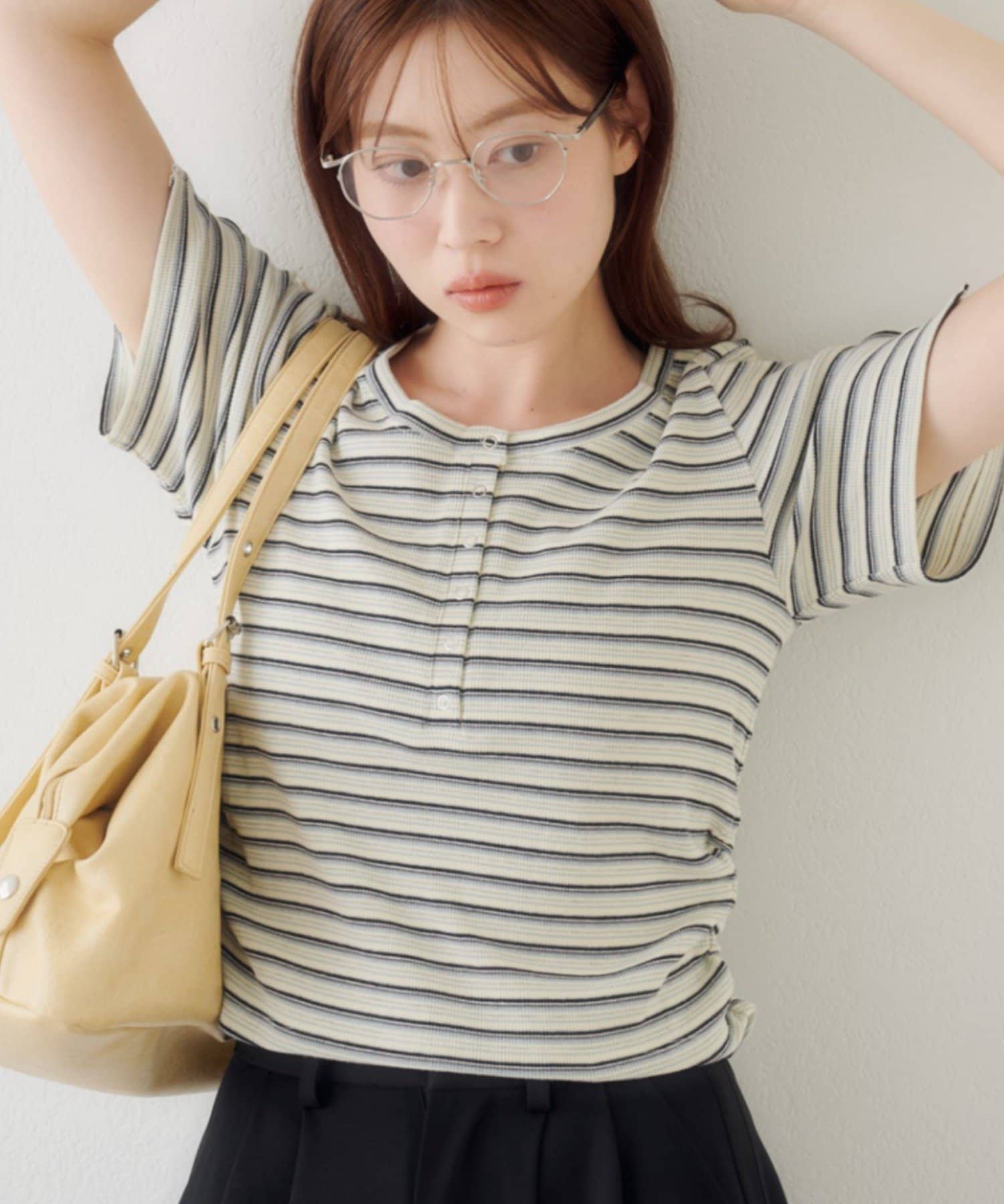 Kastane(カスタネ) 【5.31(日)0:00発売/WEB限定/無地＆ドット＆ボーダー】リブヘンリーTEE