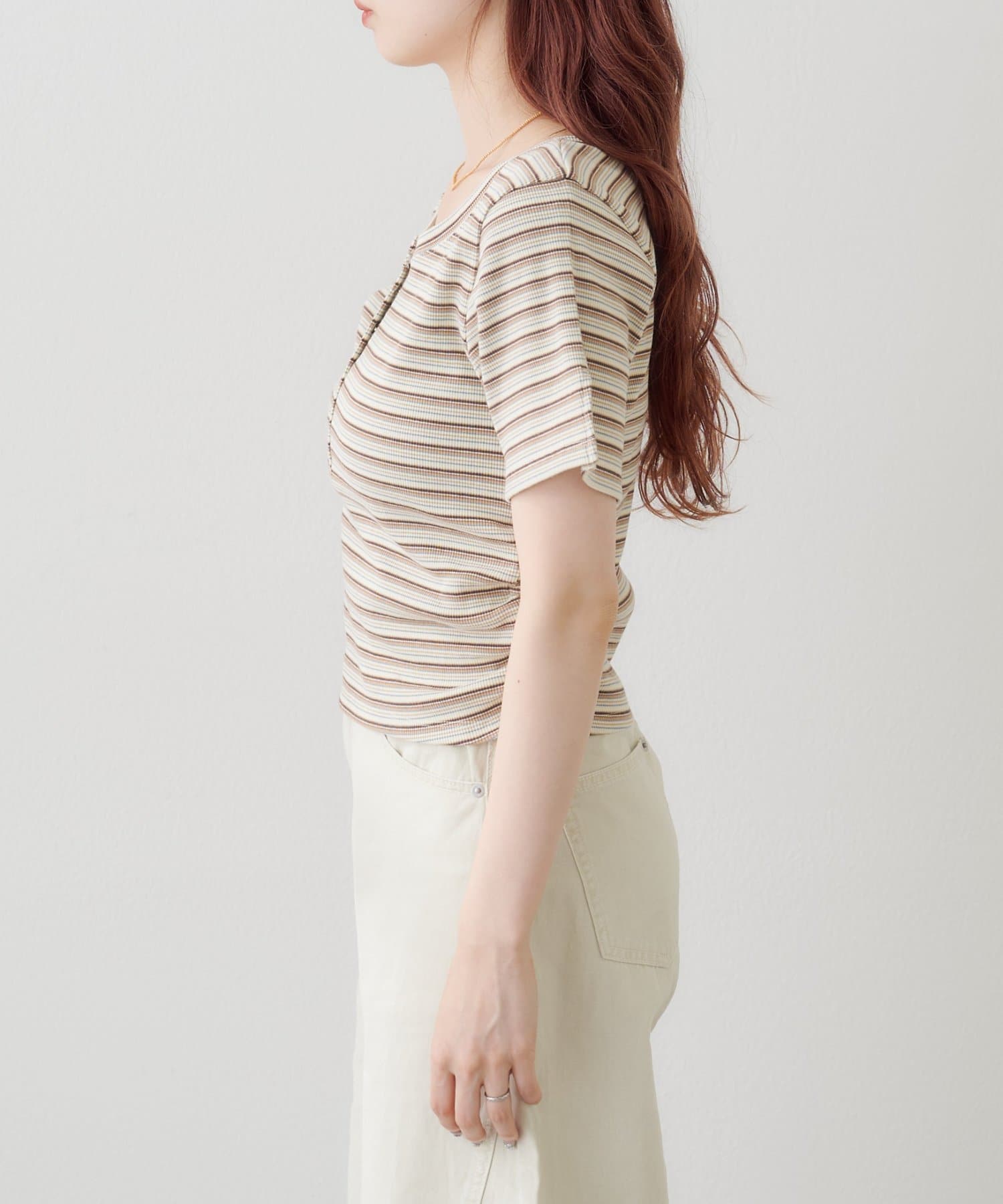 Kastane(カスタネ) 【5.31(日)0:00発売/WEB限定/無地＆ドット＆ボーダー】リブヘンリーTEE